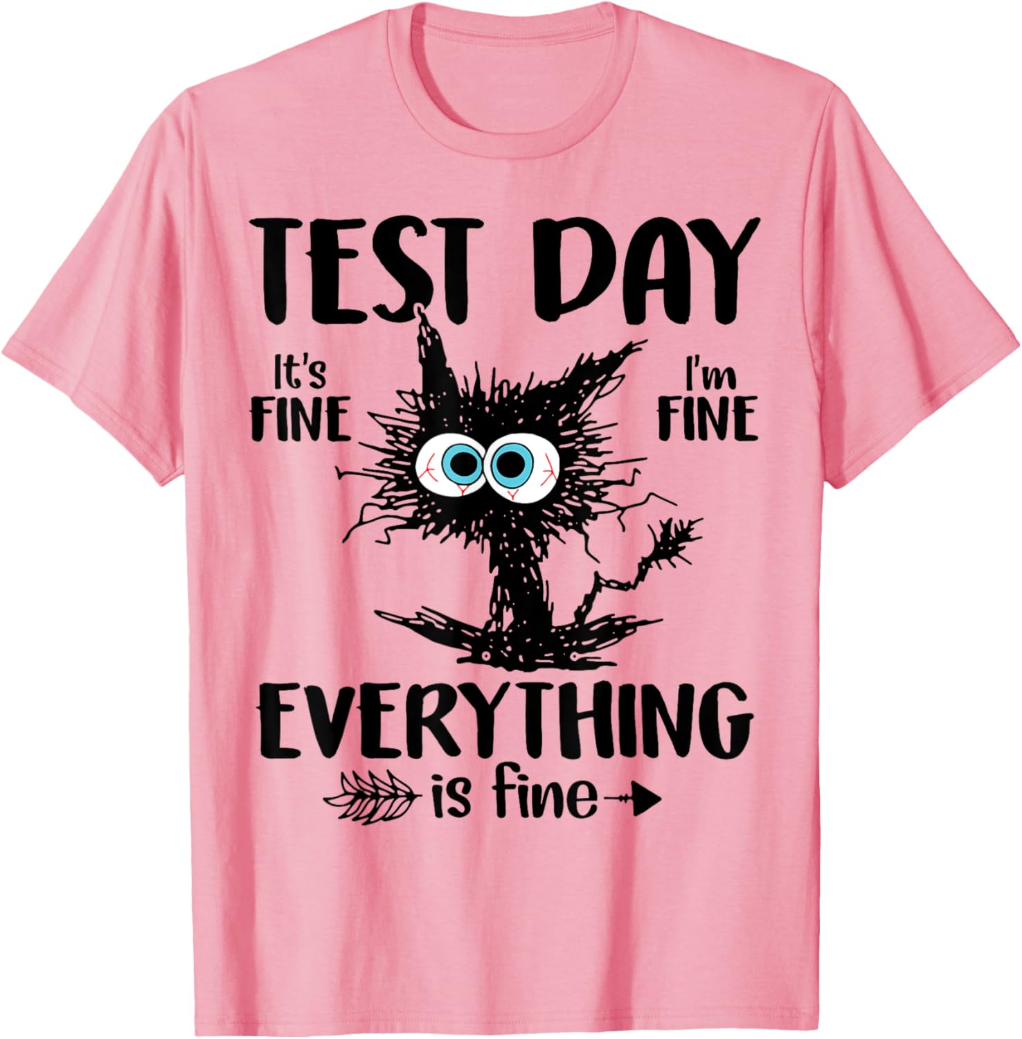 Test Day Funny Stressed Cat Teacher Student Kids Testing Day T-Shirt