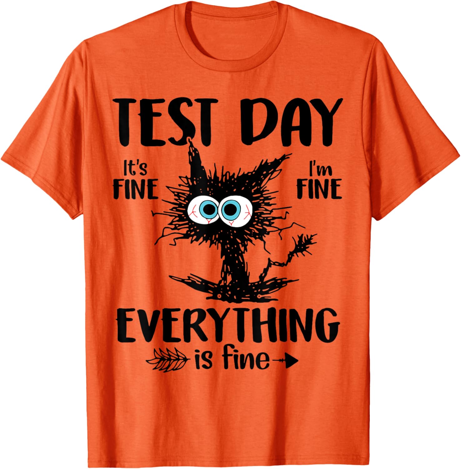 Test Day Funny Stressed Cat Teacher Student Kids Testing Day T-Shirt