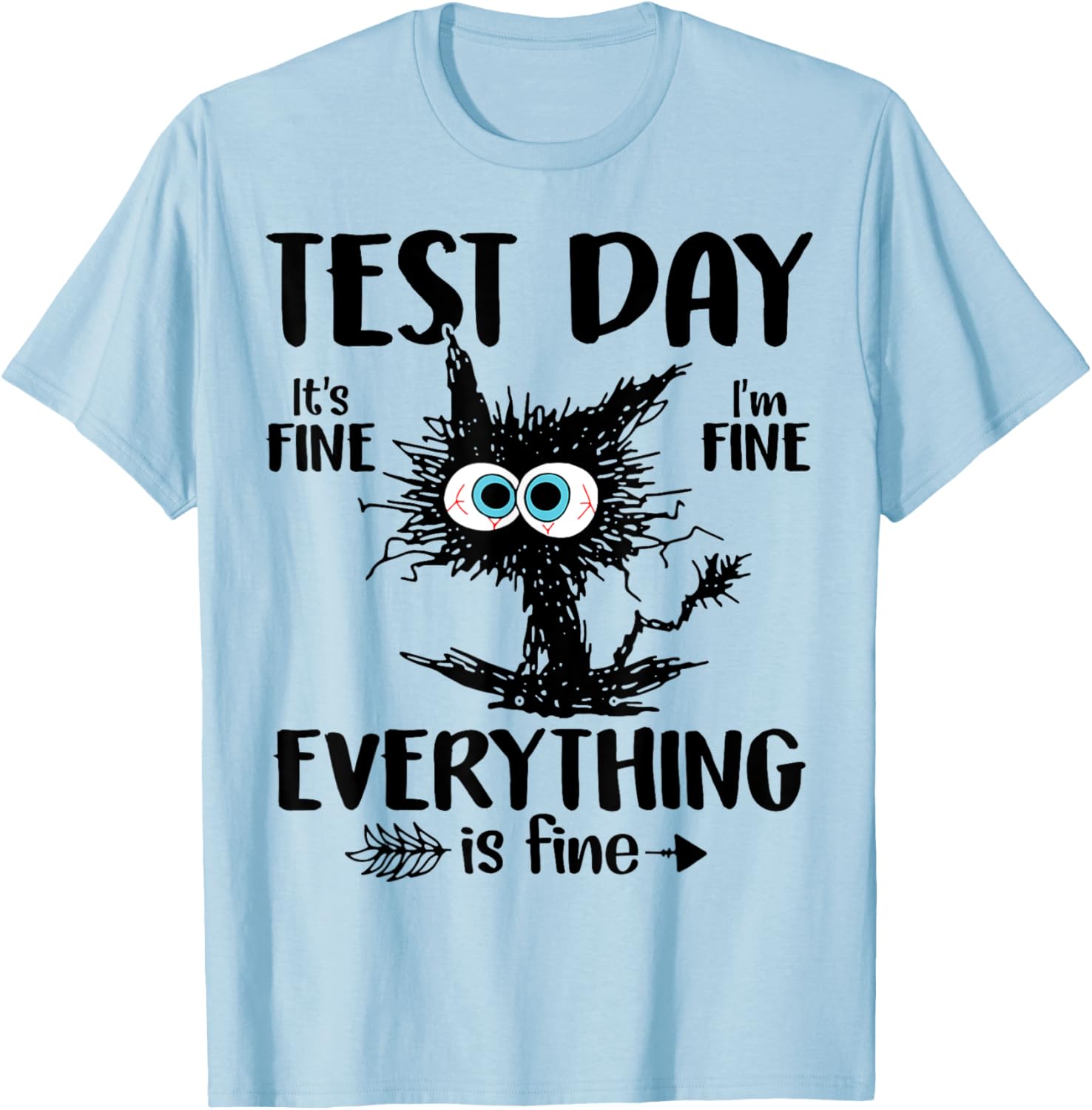 Test Day Funny Stressed Cat Teacher Student Kids Testing Day T-Shirt