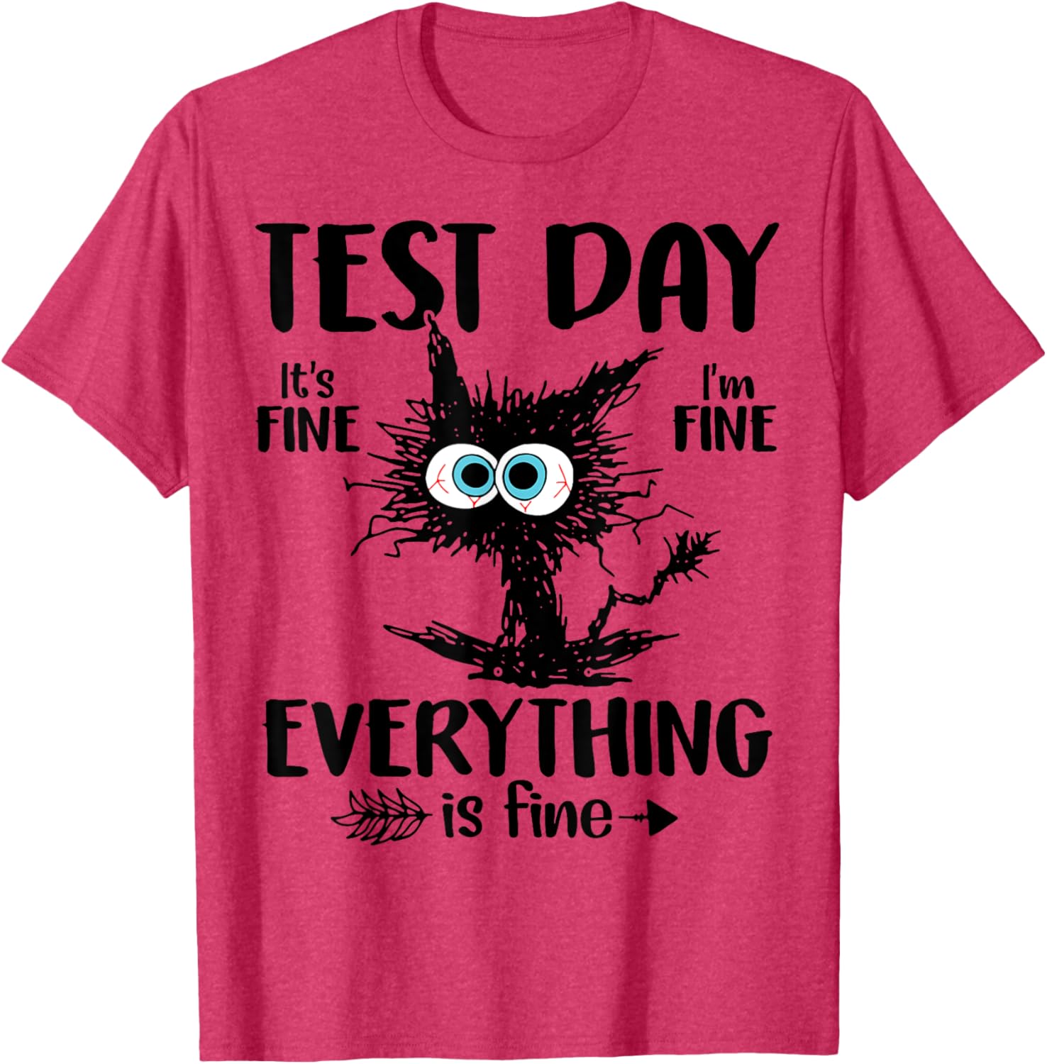 Test Day Funny Stressed Cat Teacher Student Kids Testing Day T-Shirt
