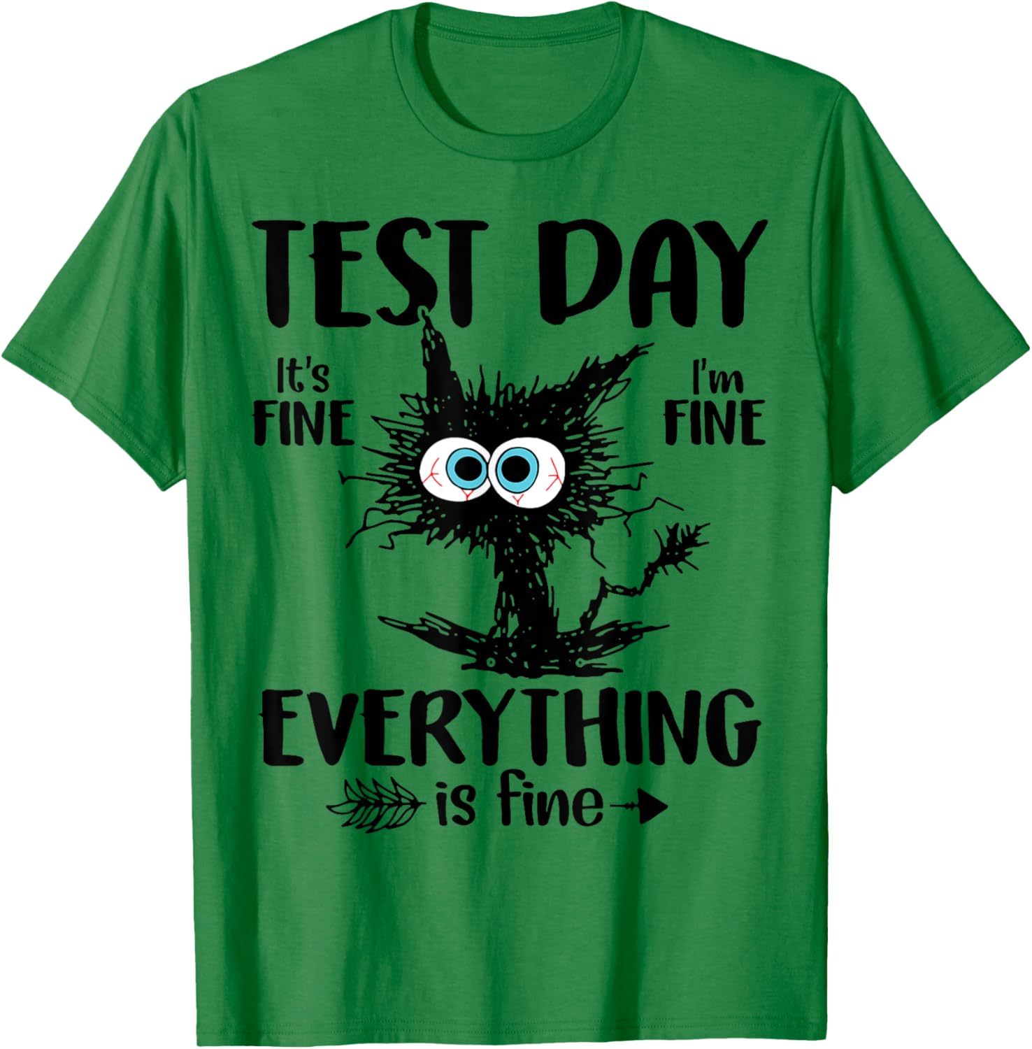 Test Day Funny Stressed Cat Teacher Student Kids Testing Day T-Shirt