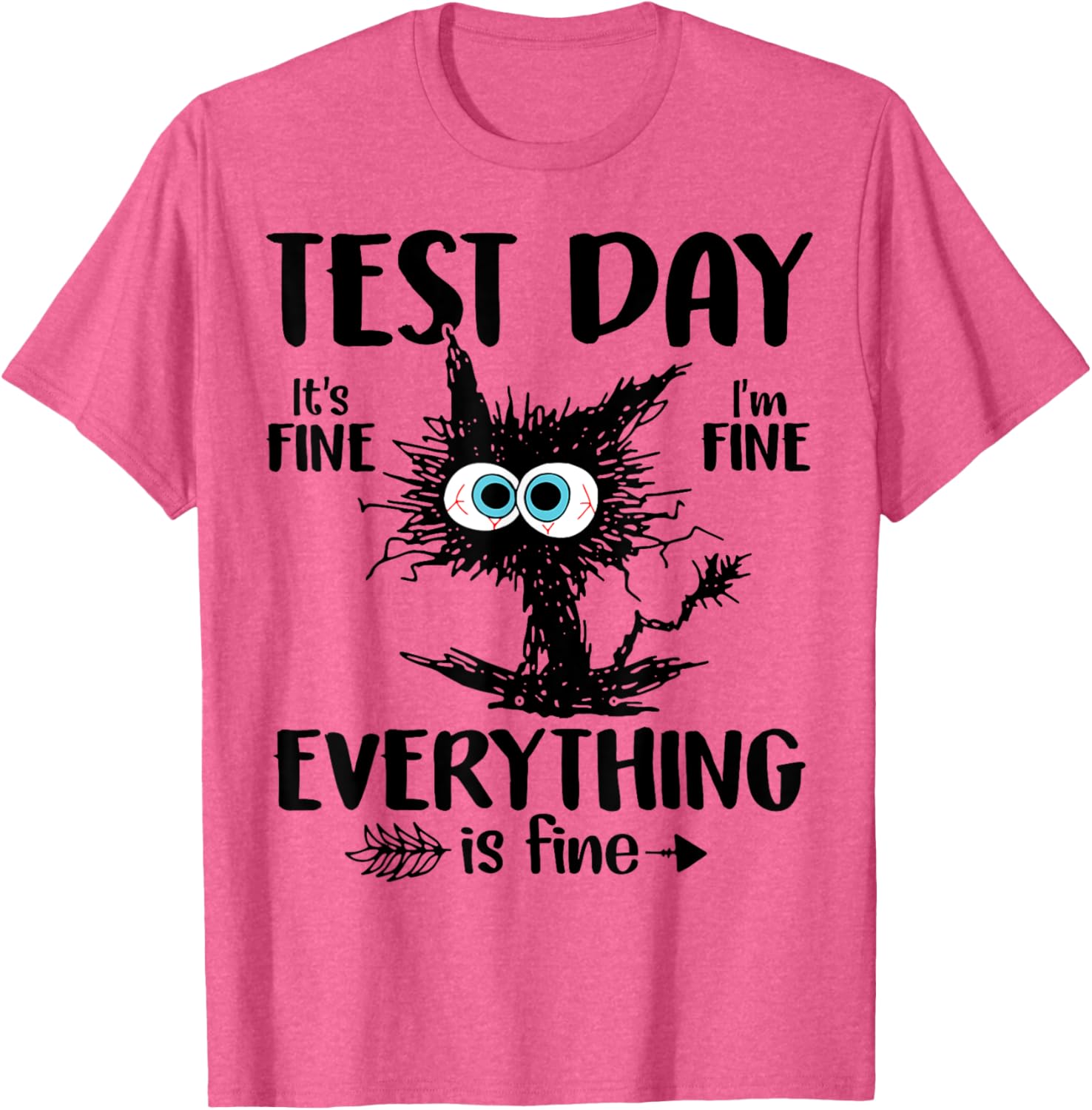 Test Day Funny Stressed Cat Teacher Student Kids Testing Day T-Shirt