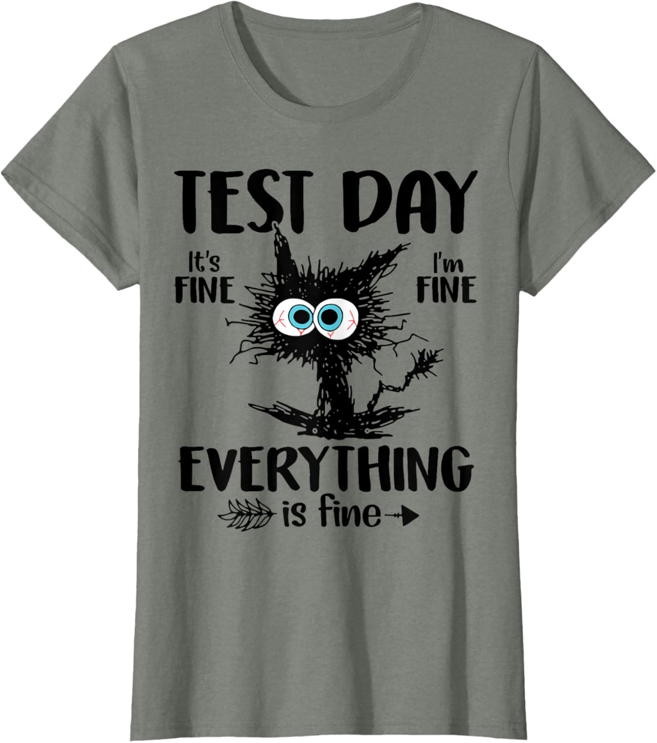 Test Day Funny Stressed Cat Teacher Student Kids Testing Day T-Shirt