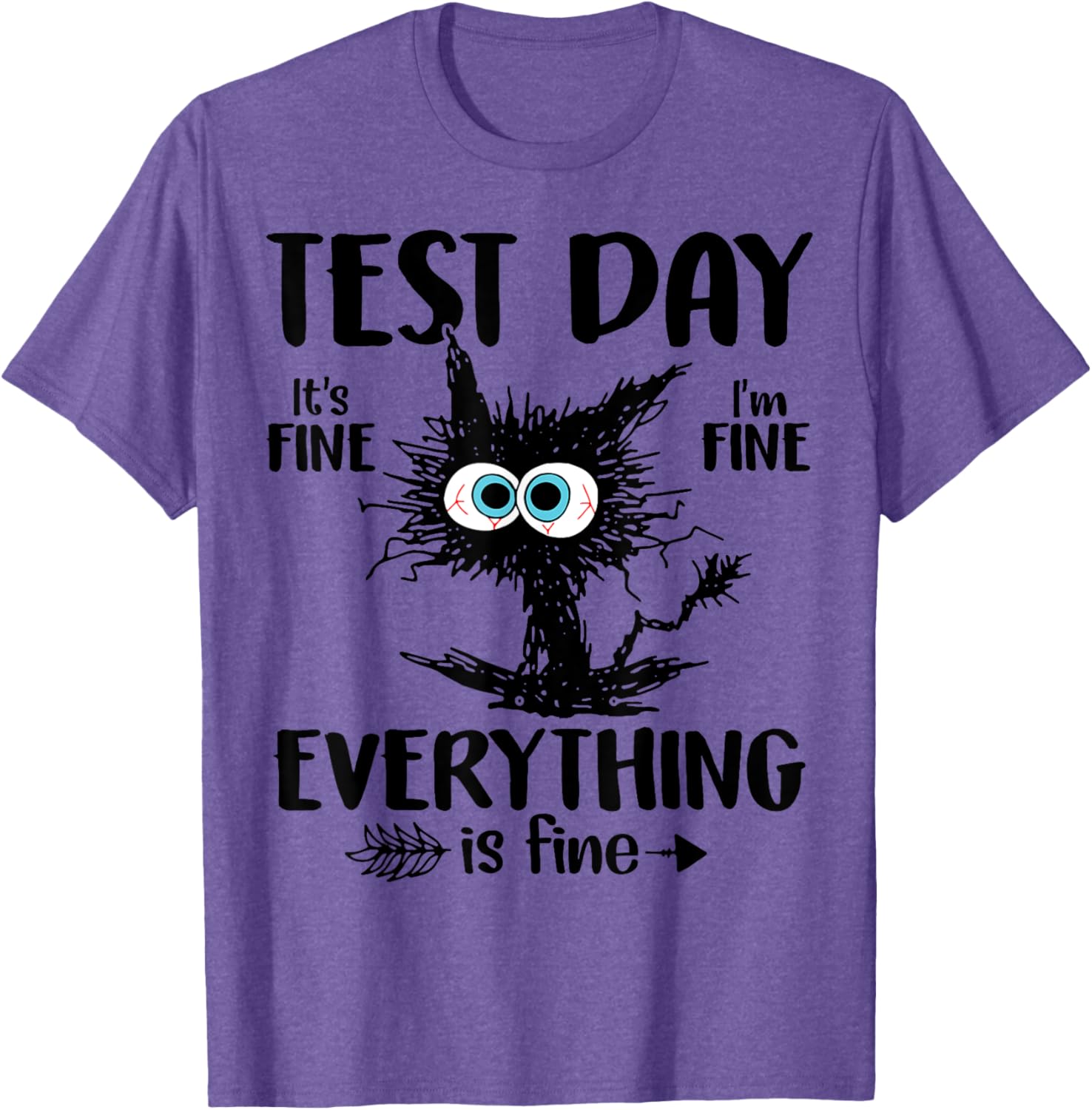 Test Day Funny Stressed Cat Teacher Student Kids Testing Day T-Shirt