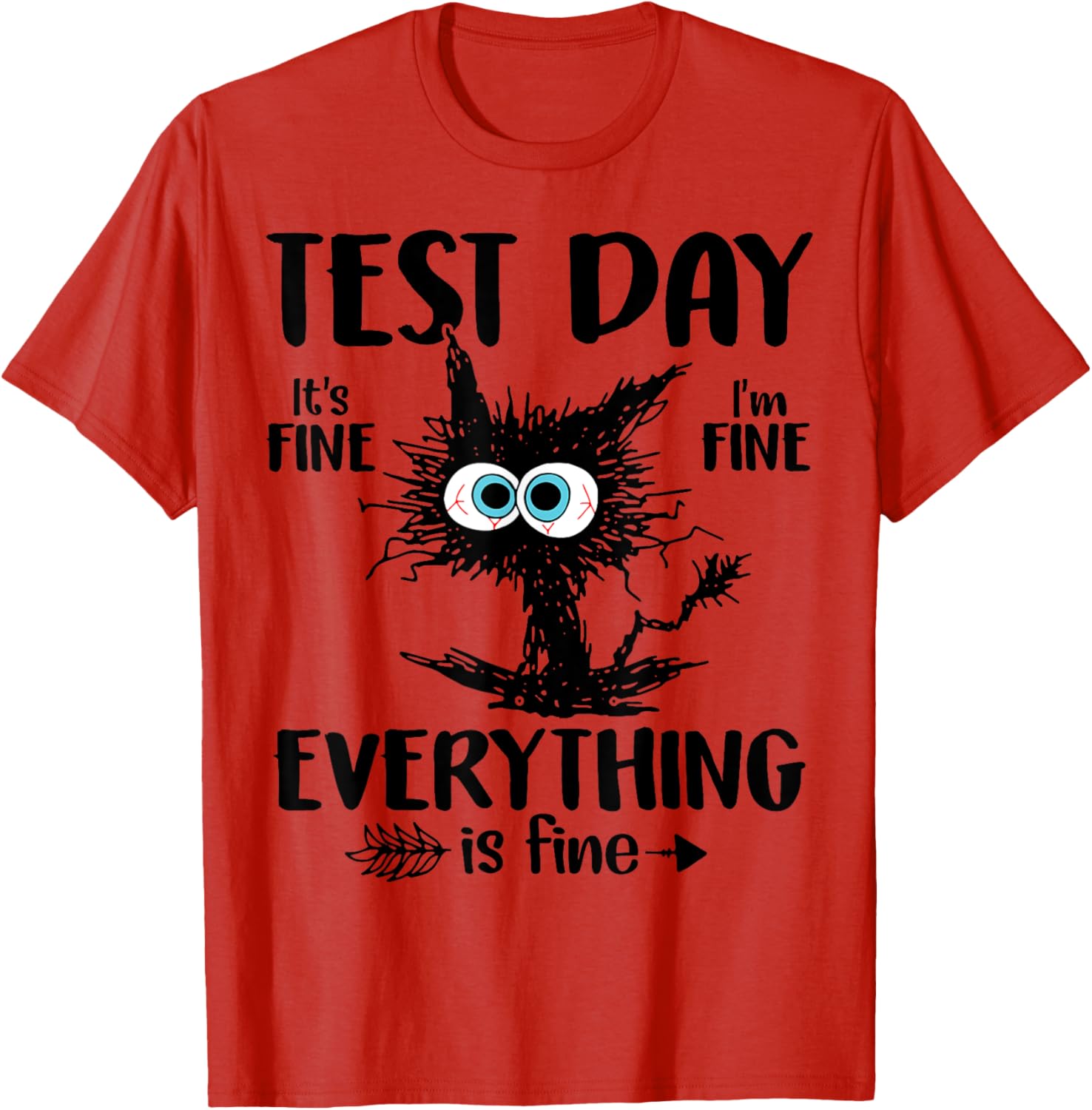 Test Day Funny Stressed Cat Teacher Student Kids Testing Day T-Shirt