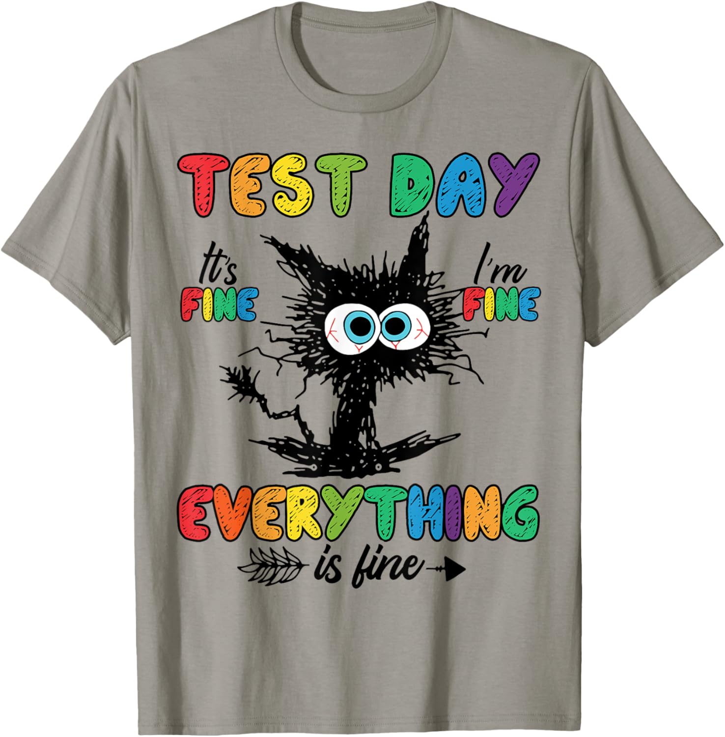 Test Day Funny Stressed Cat Teacher Student Kids Testing Day T-Shirt