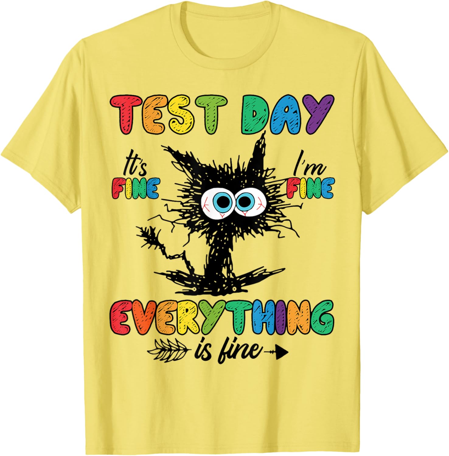 Test Day Funny Stressed Cat Teacher Student Kids Testing Day T-Shirt