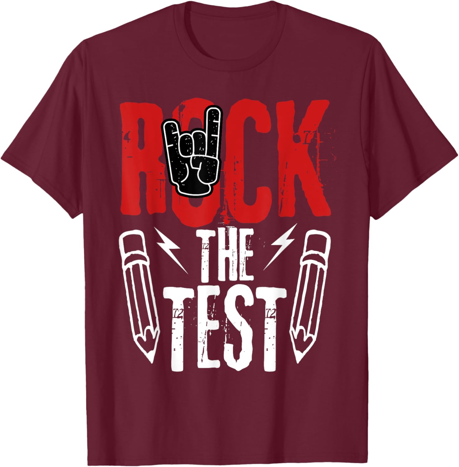 Test Day Rock The Funny Metal Teacher Student Testing Exam T-Shirt