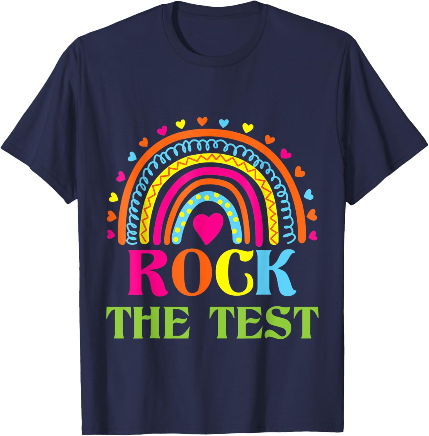 Test Day Rock The Test Teacher Testing Day Rainbow Teacher T-Shirt