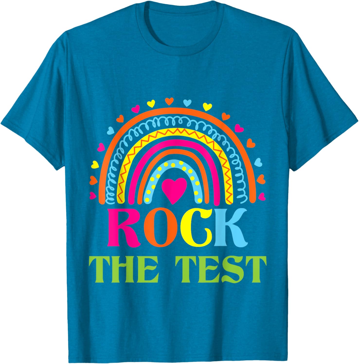 Test Day Rock The Test Teacher Testing Day Rainbow Teacher T-Shirt