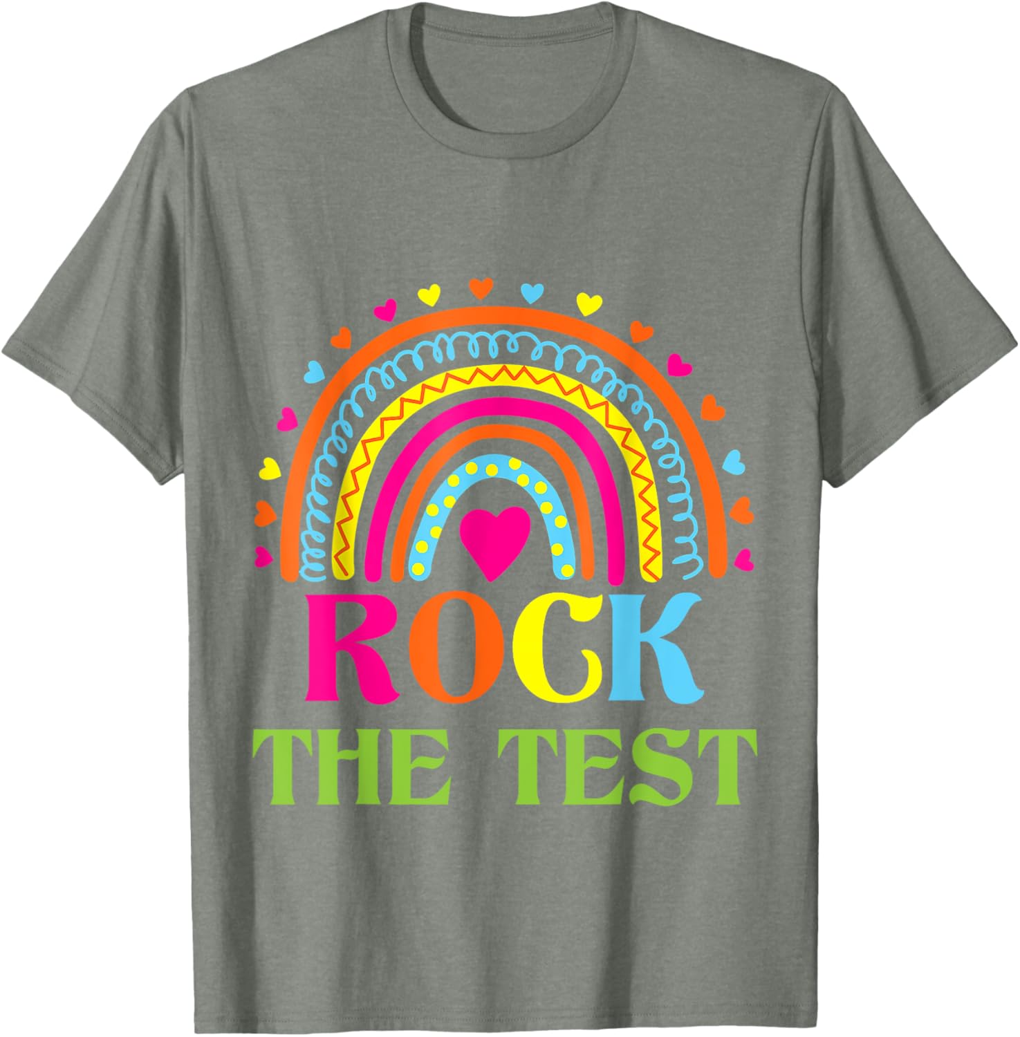 Test Day Rock The Test Teacher Testing Day Rainbow Teacher T-Shirt