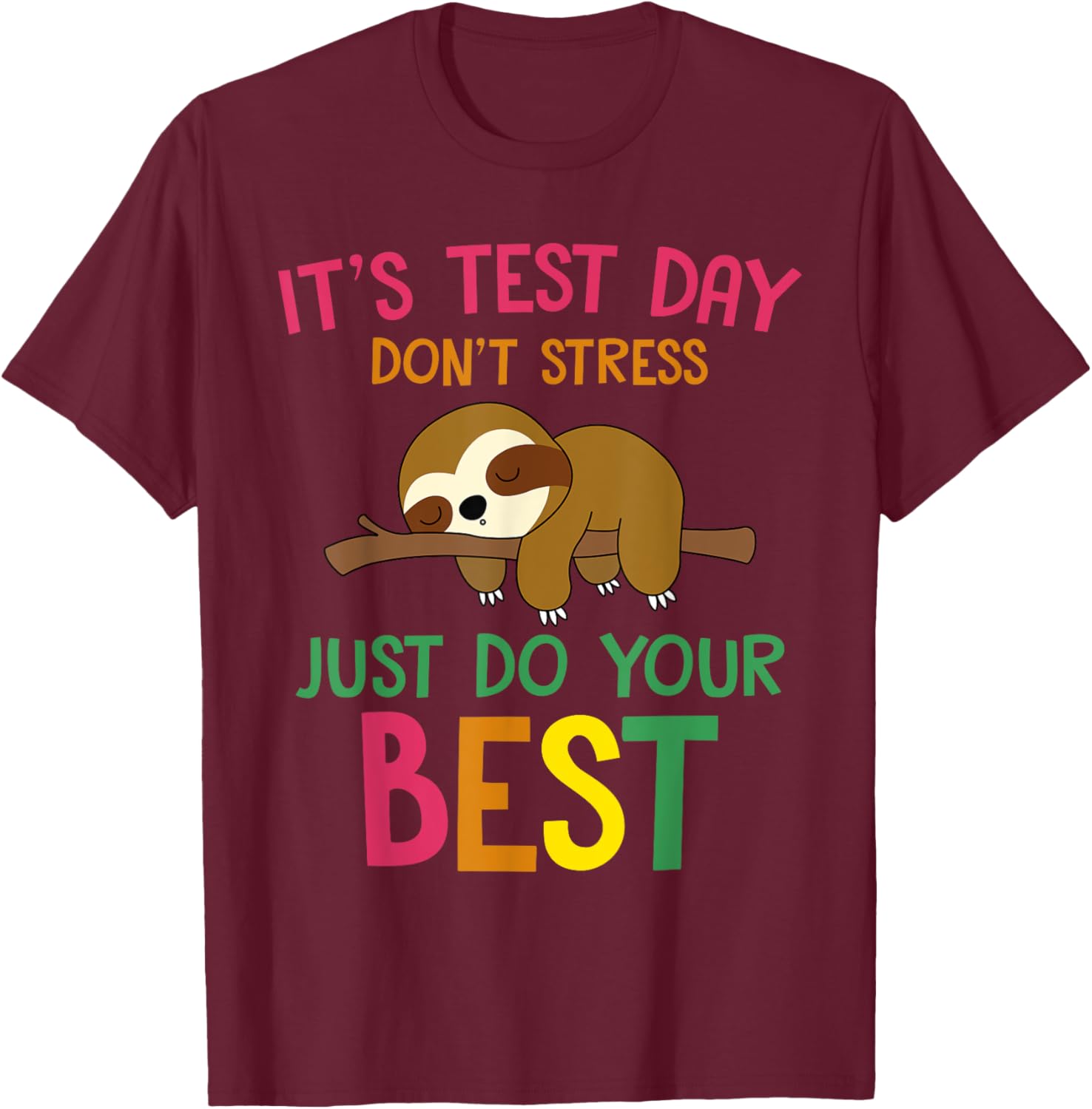 Test Day Sloth Funny School Professor Teacher Testing Squad T-Shirt