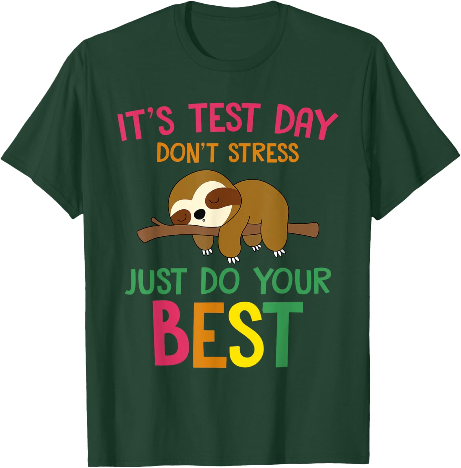 Test Day Sloth Funny School Professor Teacher Testing Squad T-Shirt