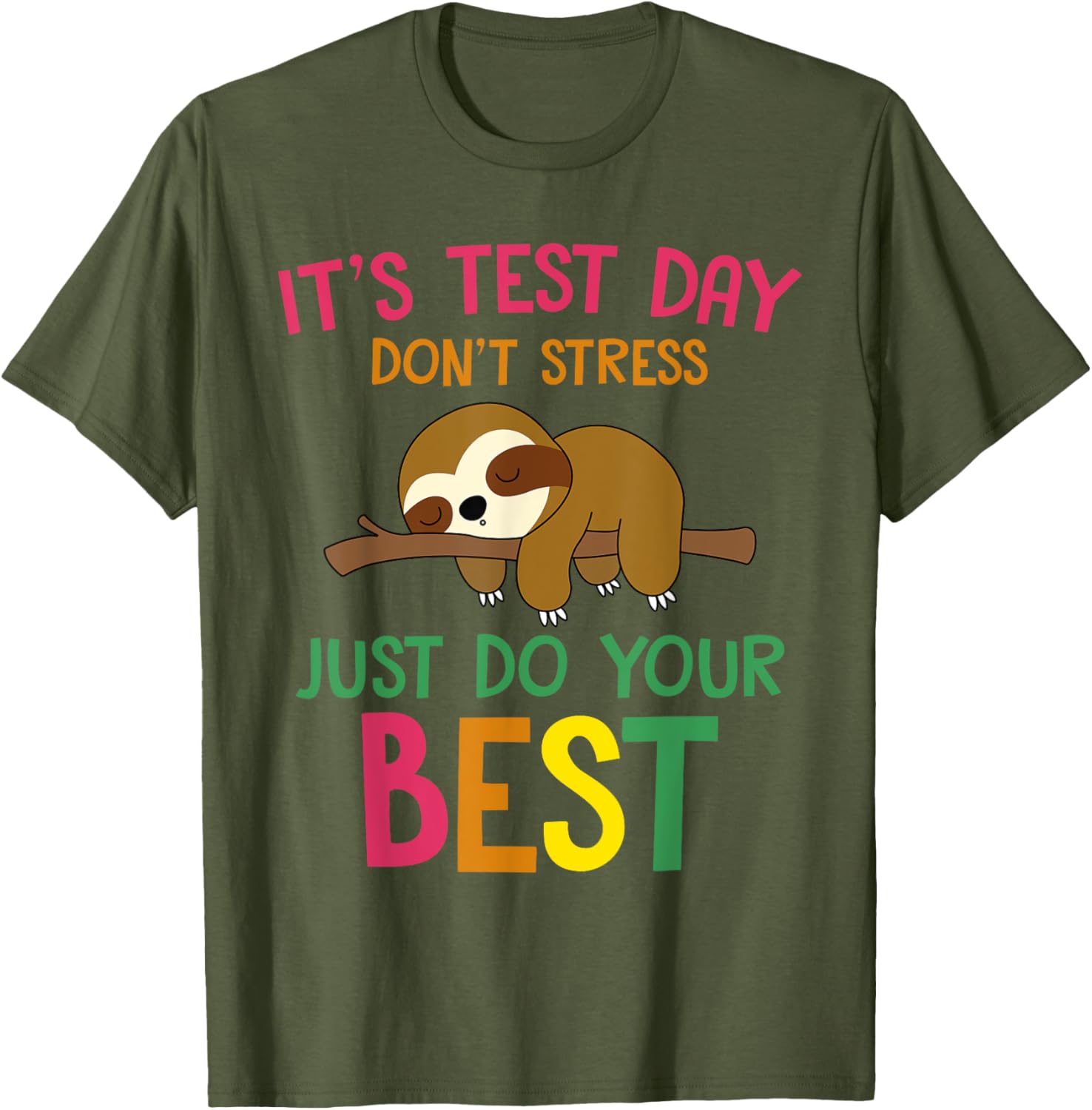 Test Day Sloth Funny School Professor Teacher Testing Squad T-Shirt