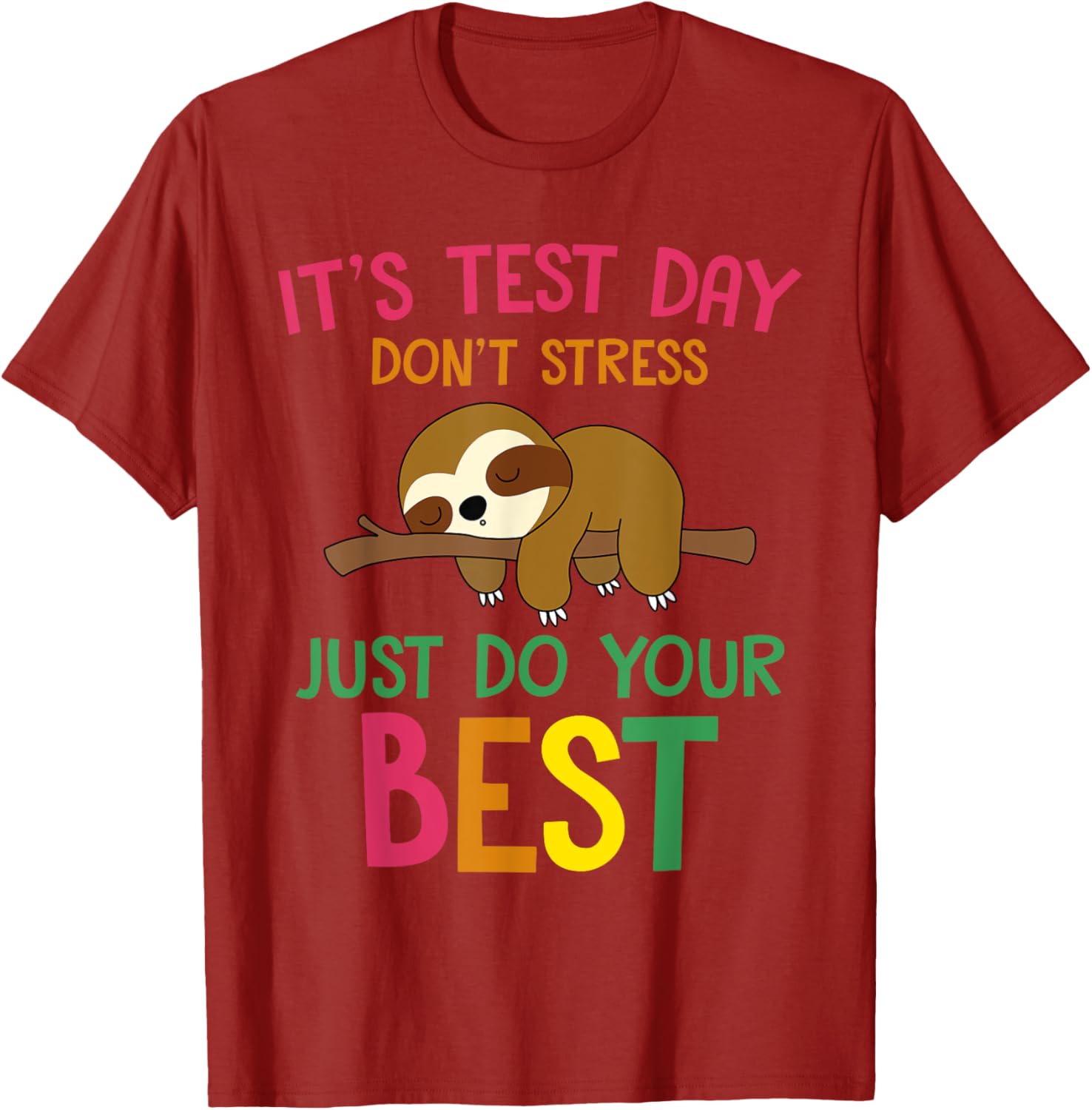 Test Day Sloth Funny School Professor Teacher Testing Squad T-Shirt