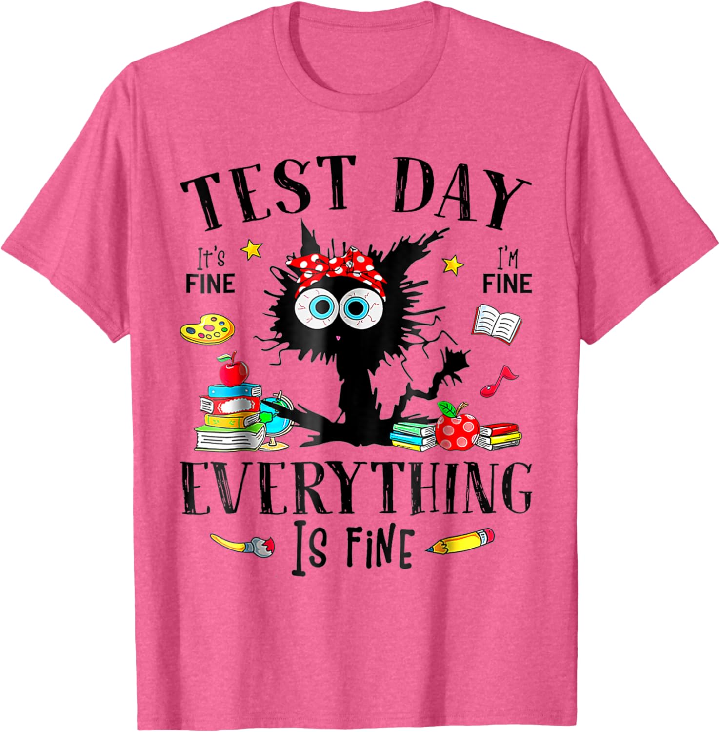 Test Day Stressed Teachers & Students Testing Funny Cat T-Shirt