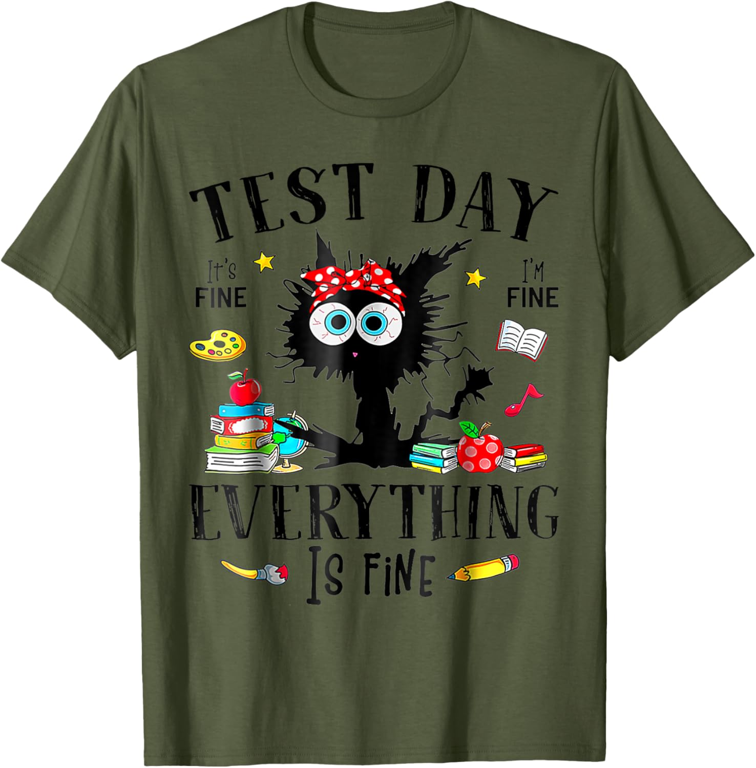 Test Day Stressed Teachers & Students Testing Funny Cat T-Shirt