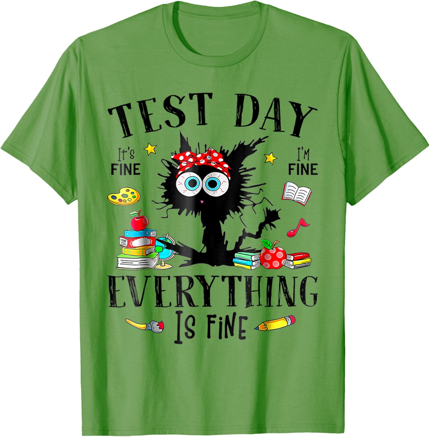 Test Day Stressed Teachers & Students Testing Funny Cat T-Shirt