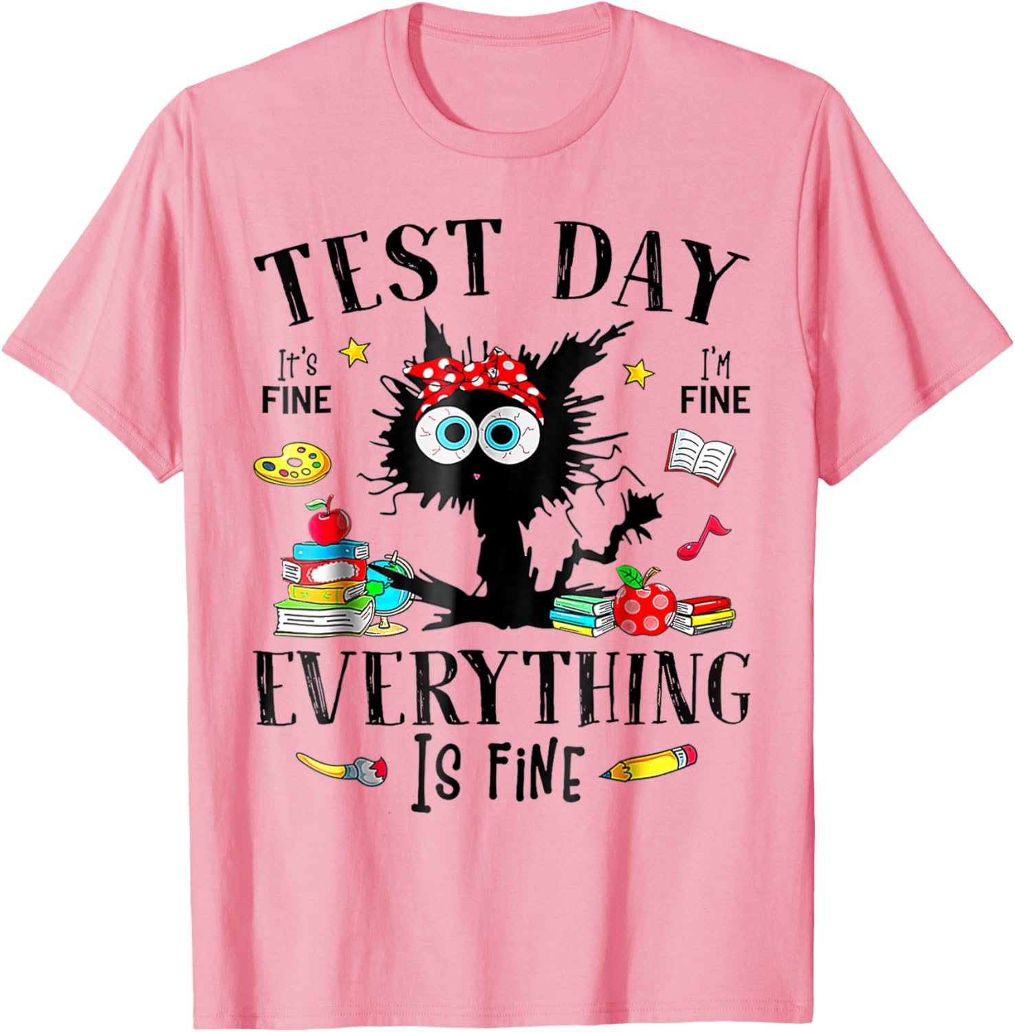Test Day Stressed Teachers & Students Testing Funny Cat T-Shirt