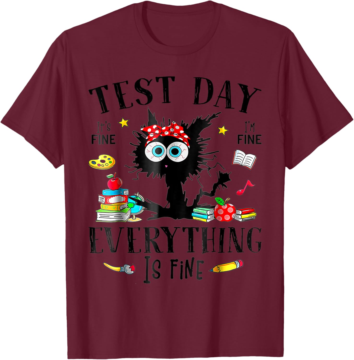Test Day Stressed Teachers & Students Testing Funny Cat T-Shirt
