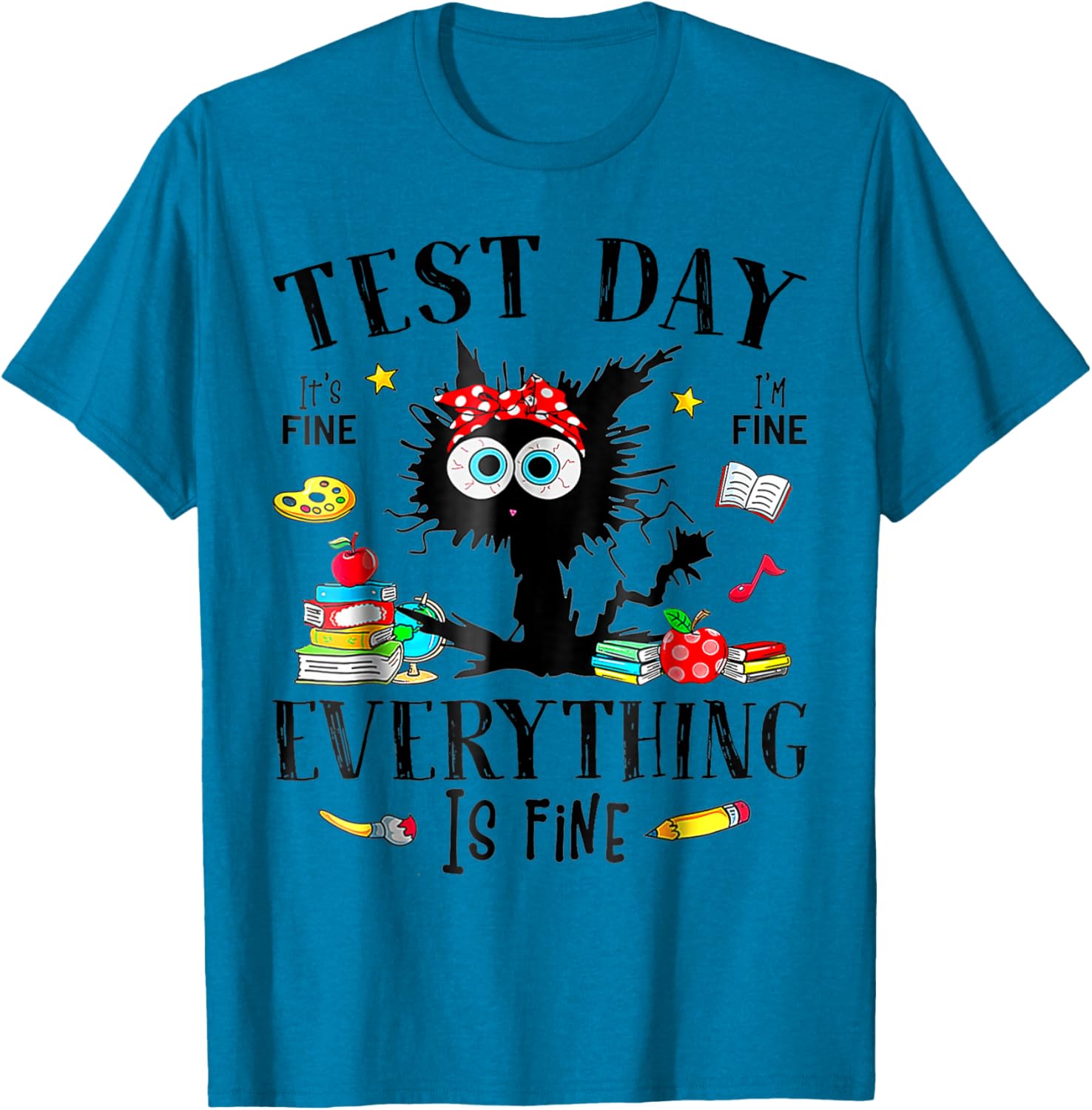 Test Day Stressed Teachers & Students Testing Funny Cat T-Shirt