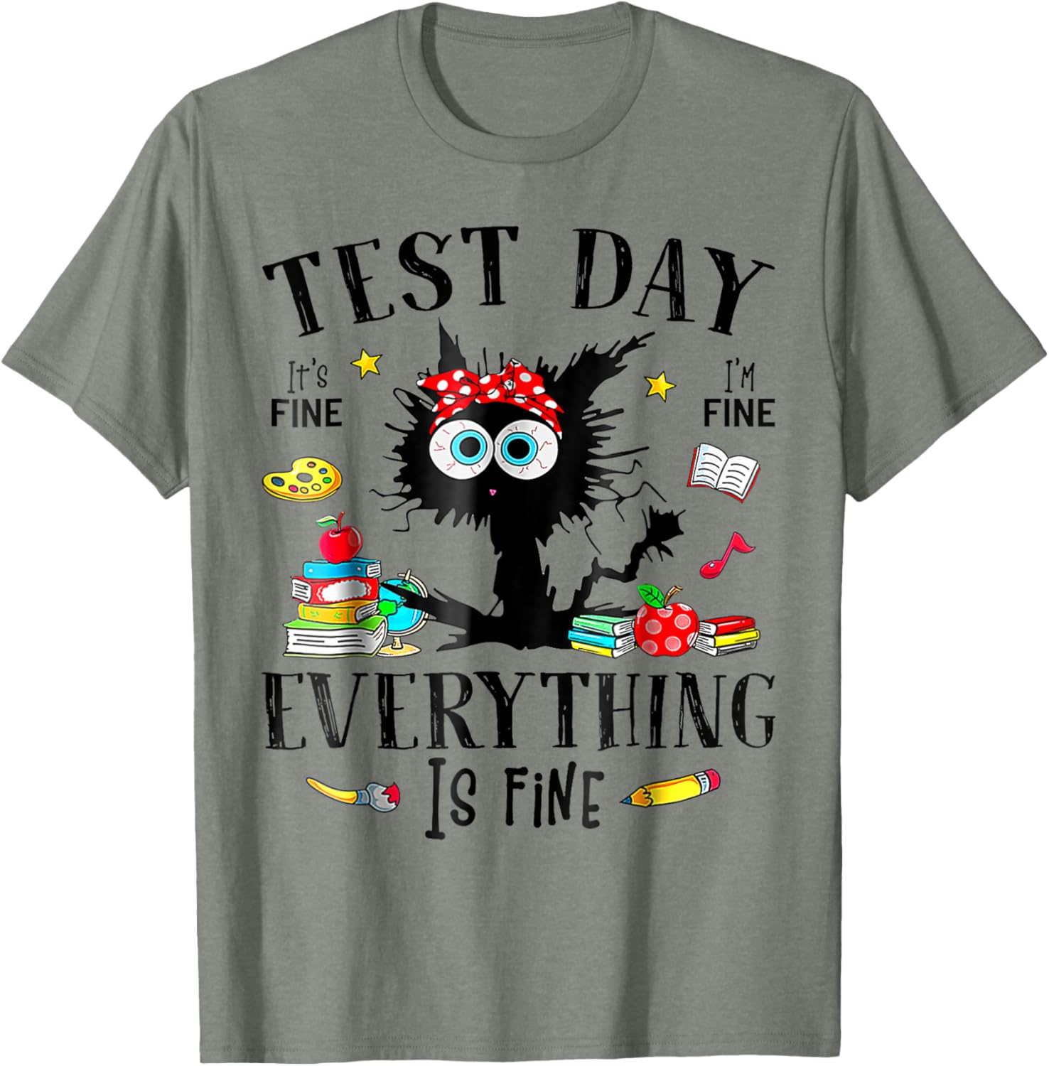 Test Day Stressed Teachers & Students Testing Funny Cat T-Shirt