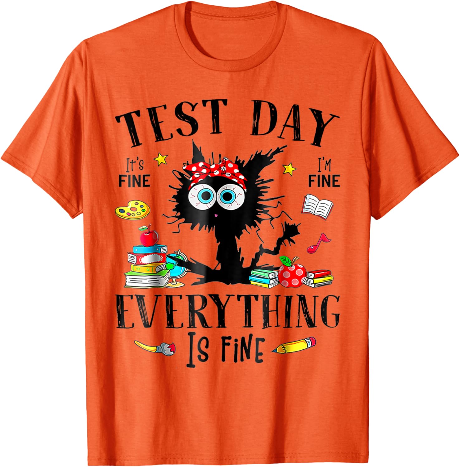 Test Day Stressed Teachers & Students Testing Funny Cat T-Shirt