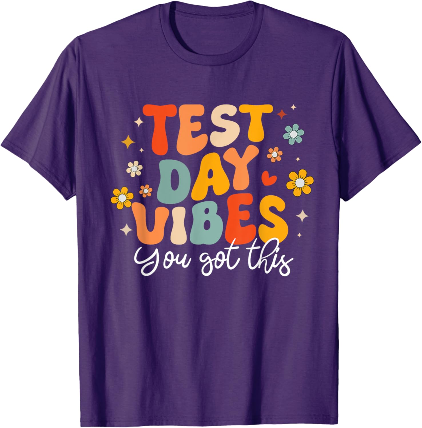 Test Day Vibes Groovy Testing Day Teacher Student Exam T-Shirt