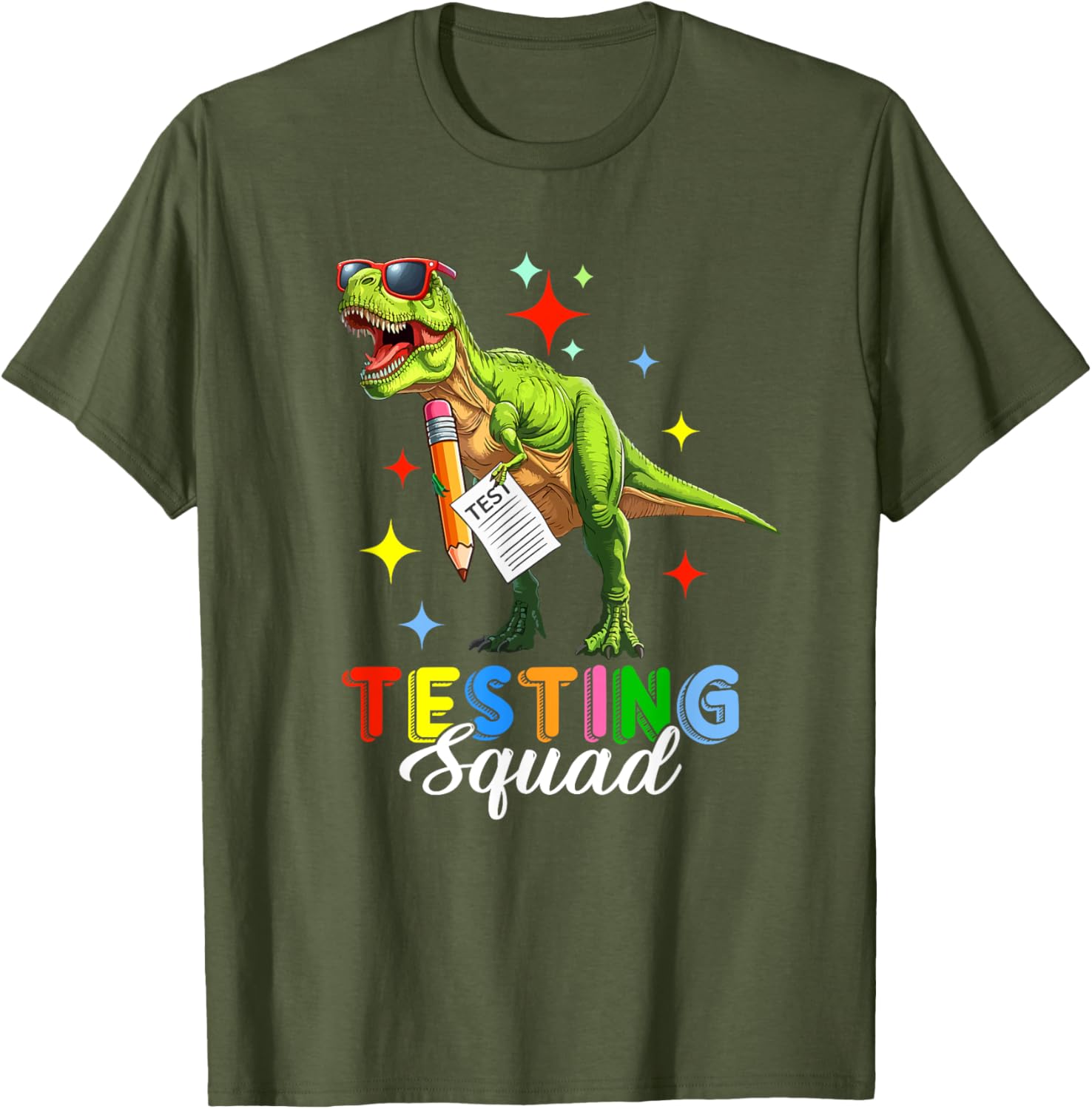 Testing Squad Test Day T-Rex Costume Teacher Students T-Shirt