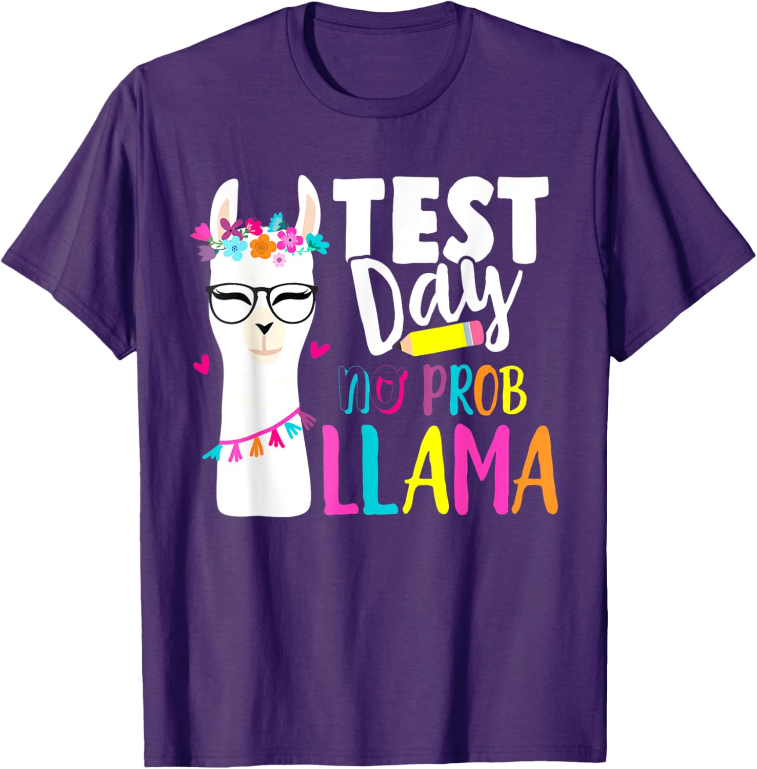 Testing Test Day No Prob Llama Teacher T-Shirt