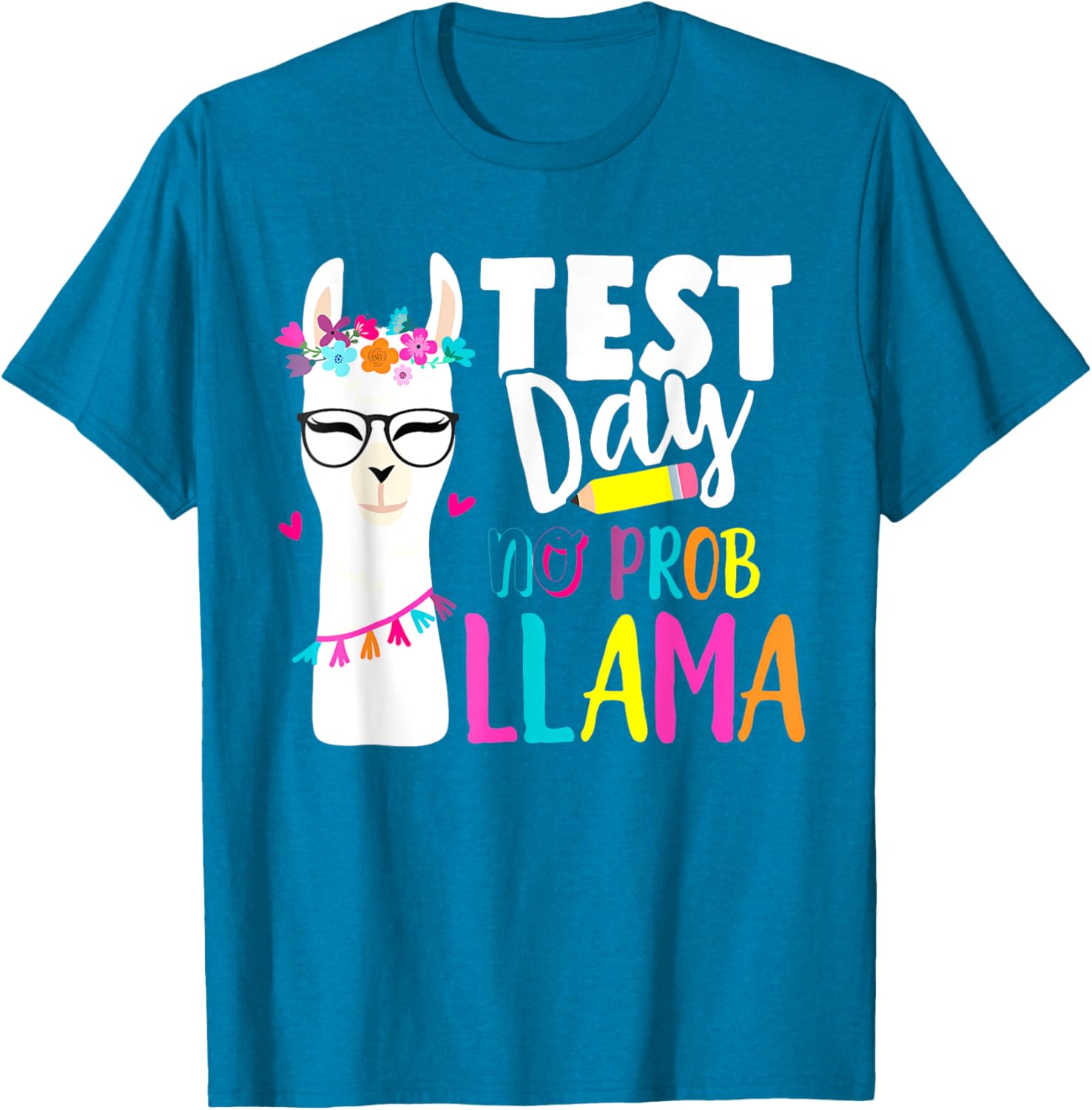 Testing Test Day No Prob Llama Teacher T-Shirt