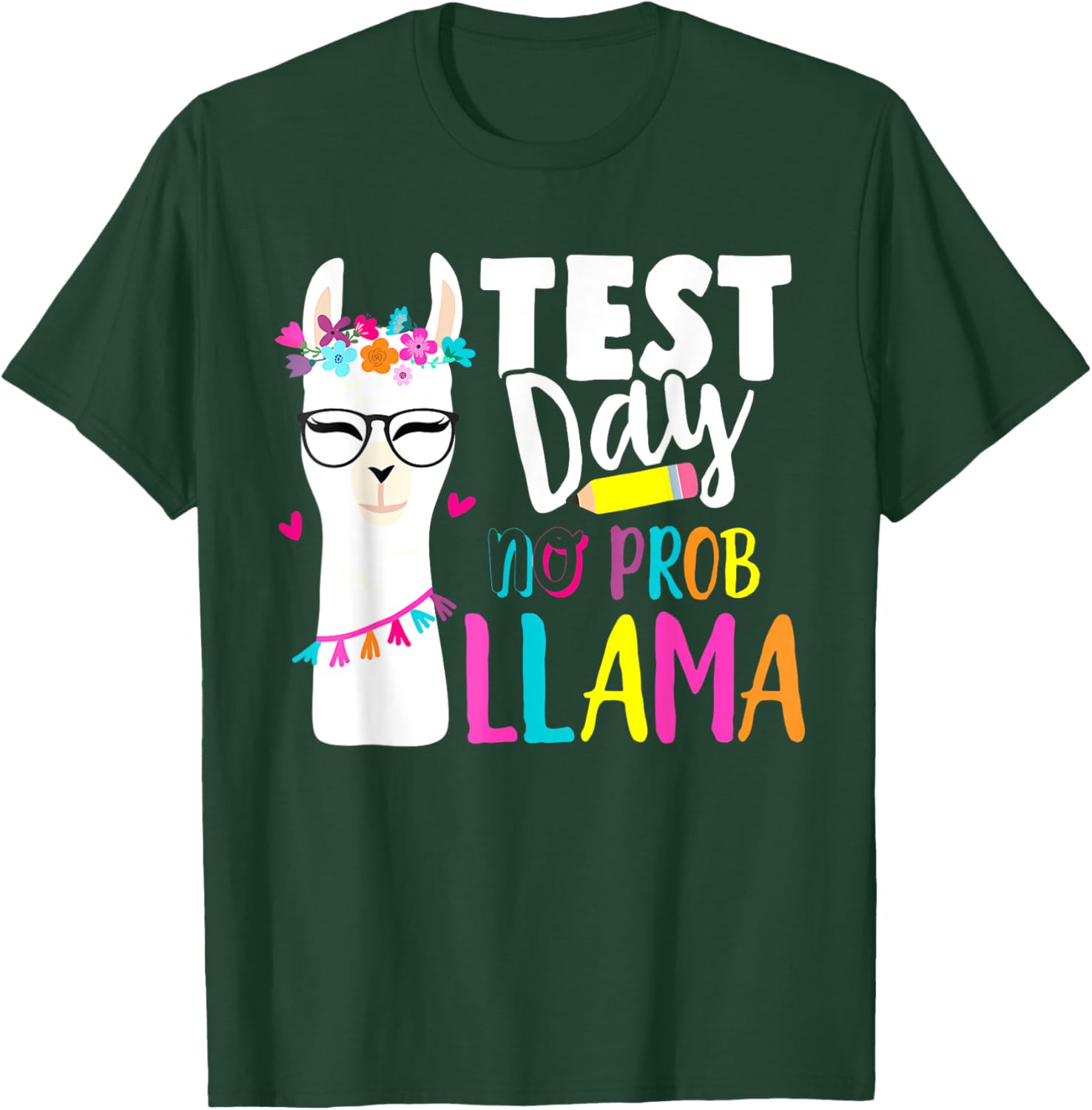 Testing Test Day No Prob Llama Teacher T-Shirt
