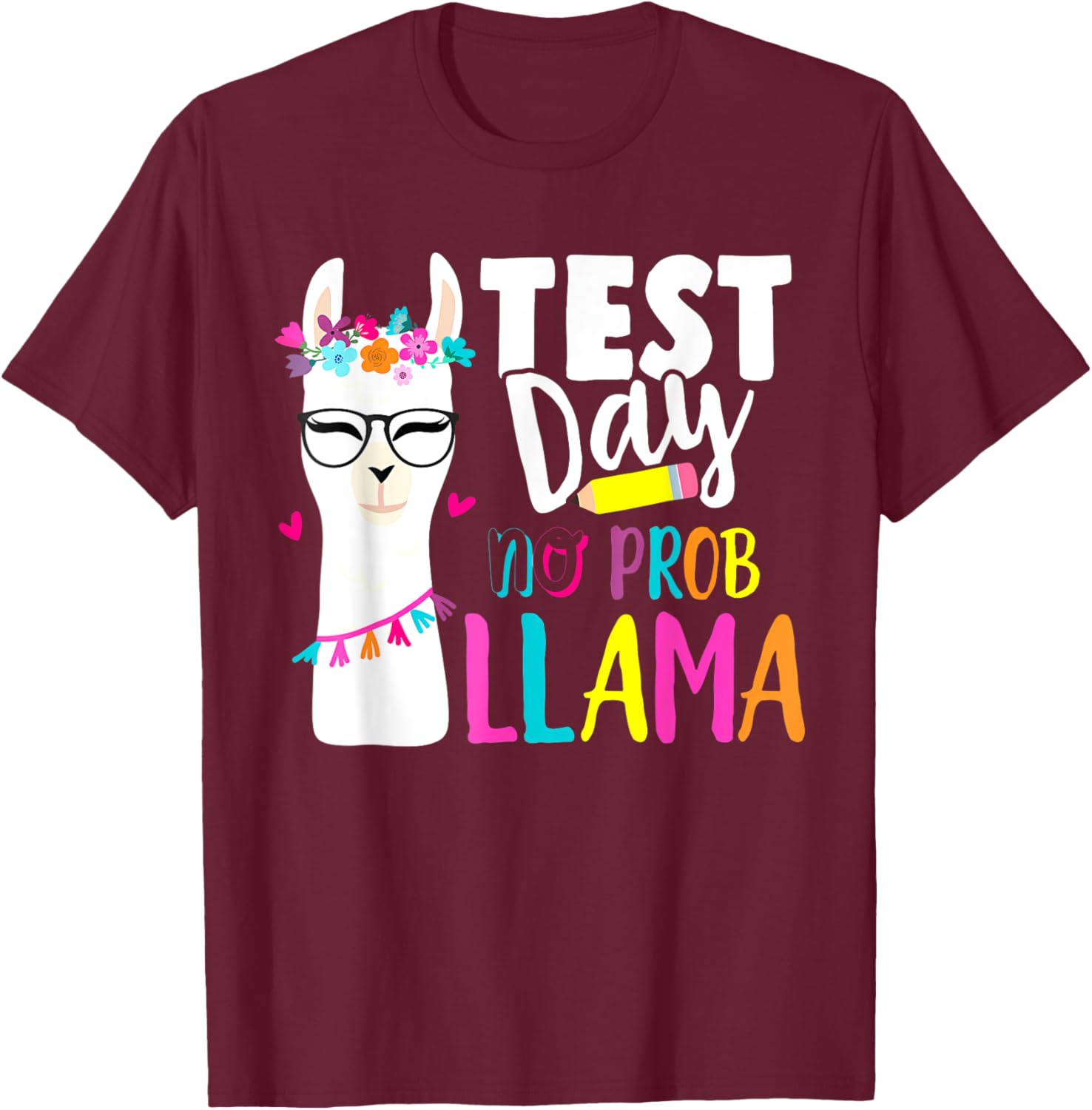 Testing Test Day No Prob Llama Teacher T-Shirt
