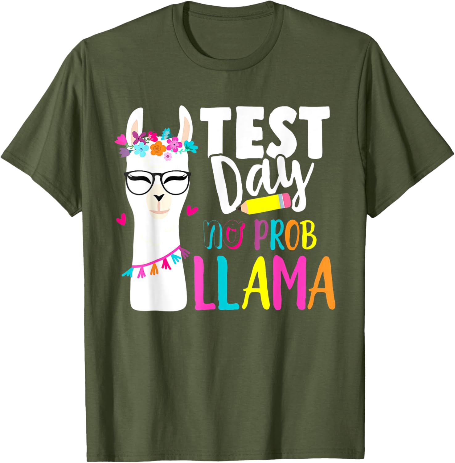 Testing Test Day No Prob Llama Teacher T-Shirt