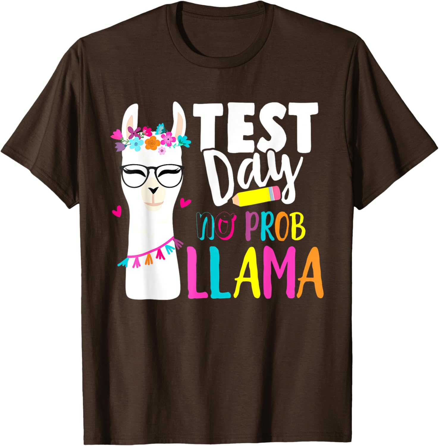 Testing Test Day No Prob Llama Teacher T-Shirt