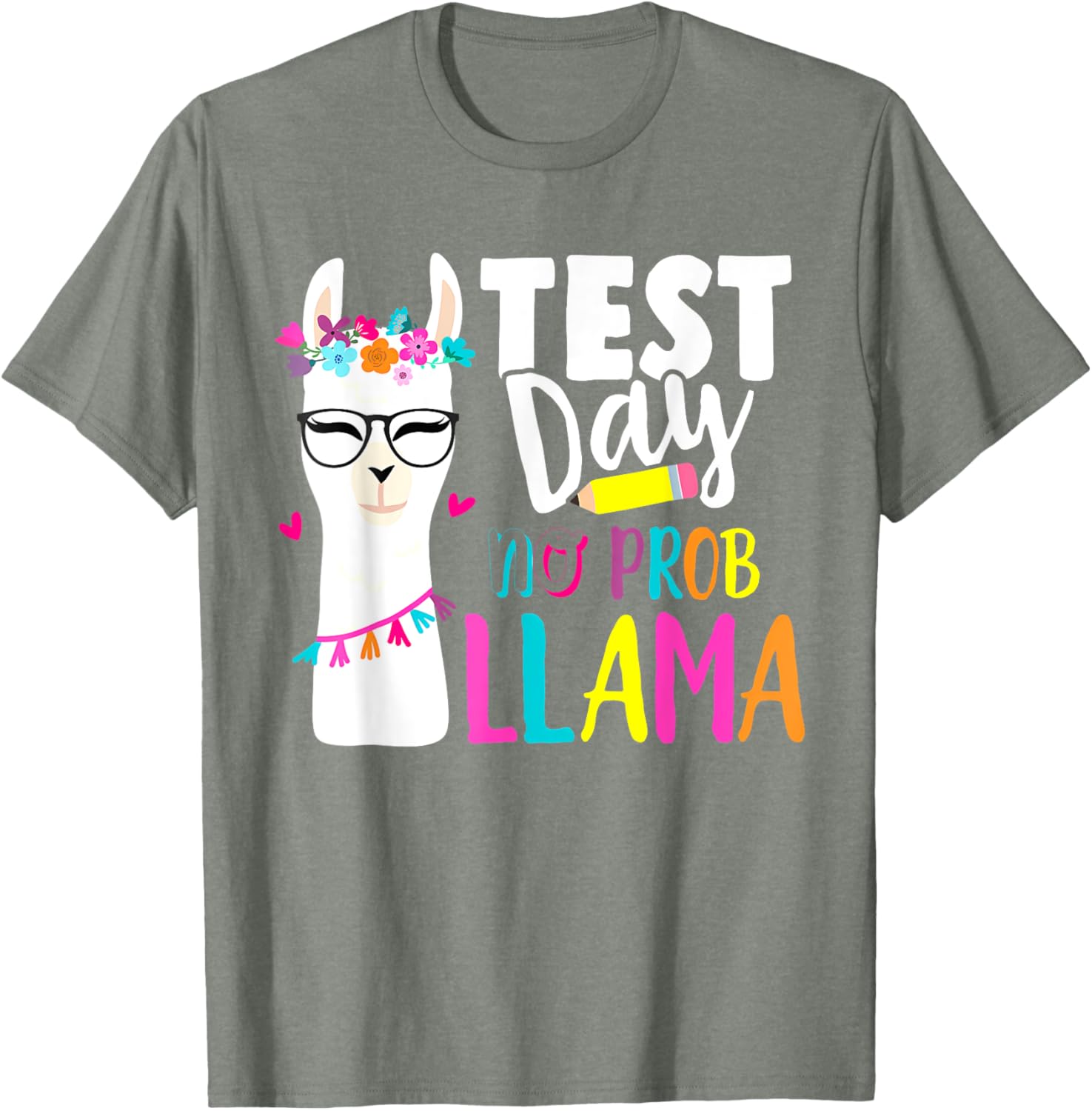 Testing Test Day No Prob Llama Teacher T-Shirt