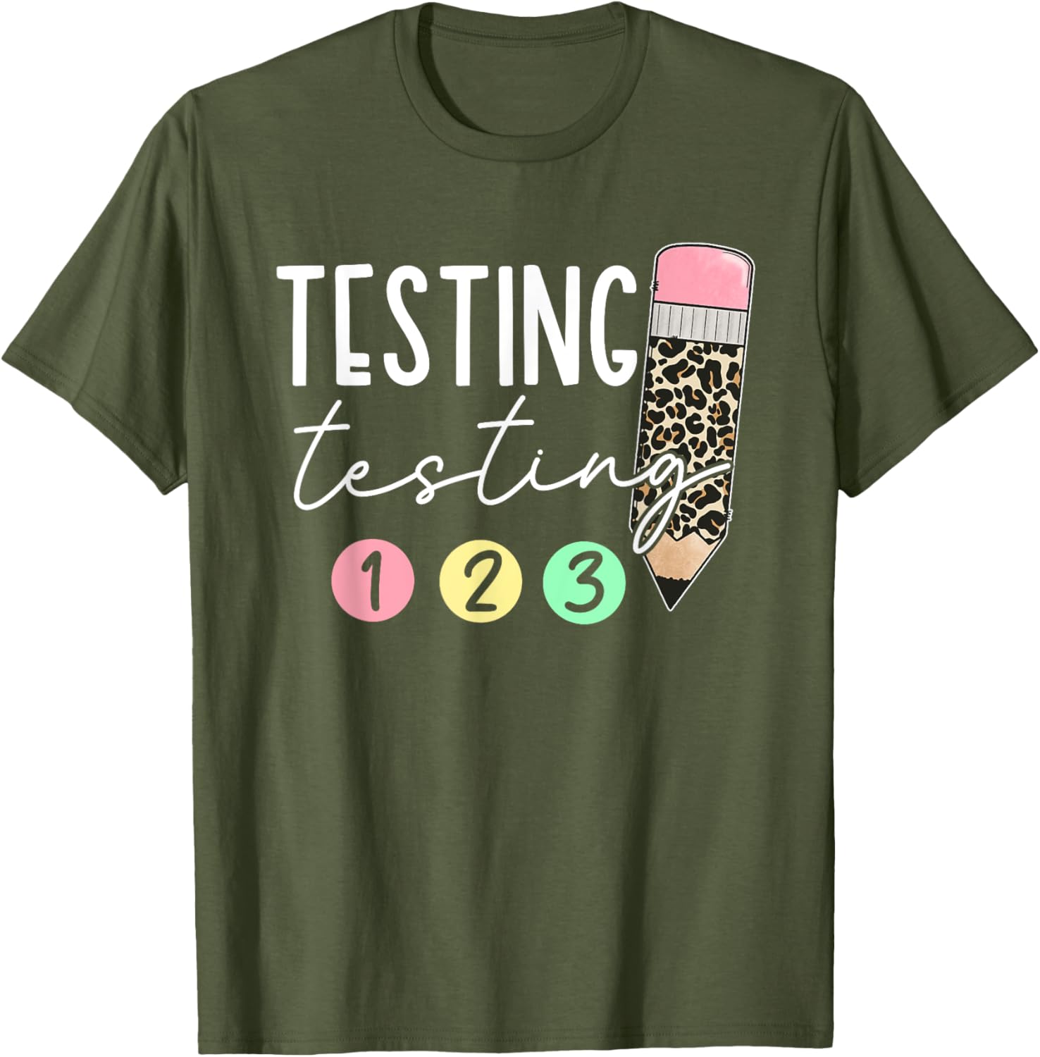 Testing Testing 123 Cute Test Day Teachers Students Girl Kid T-Shirt