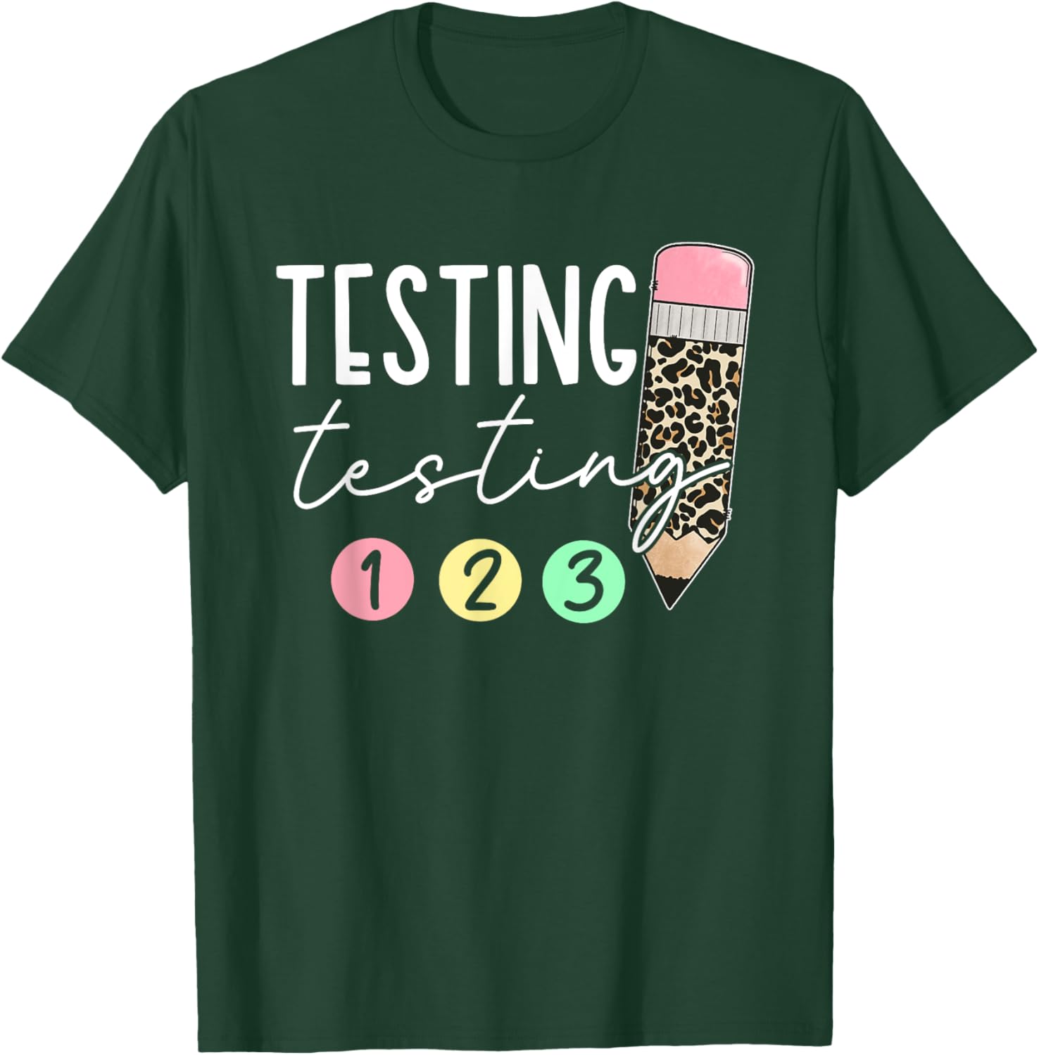 Testing Testing 123 Cute Test Day Teachers Students Girl Kid T-Shirt