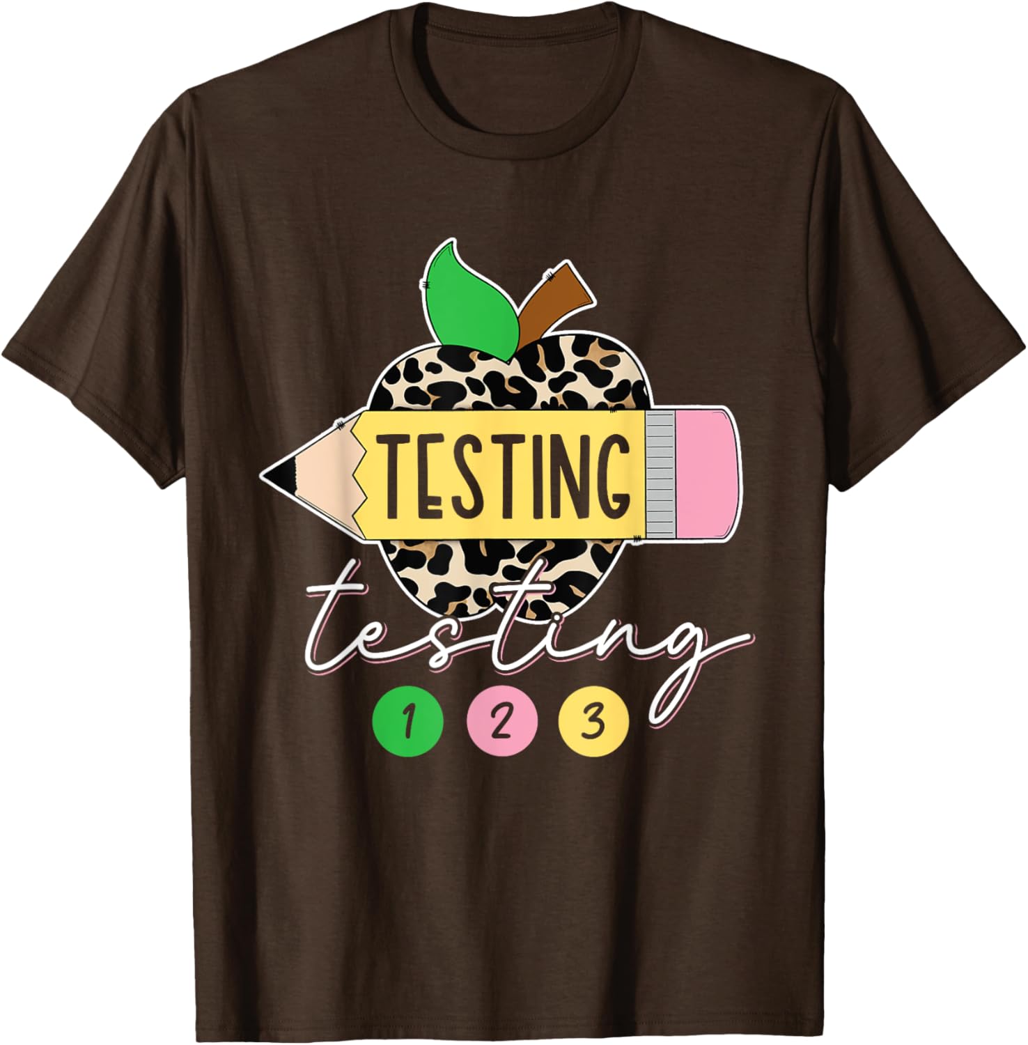 Testing Testing 123 Leopard Test Day For Teachers Students T-Shirt