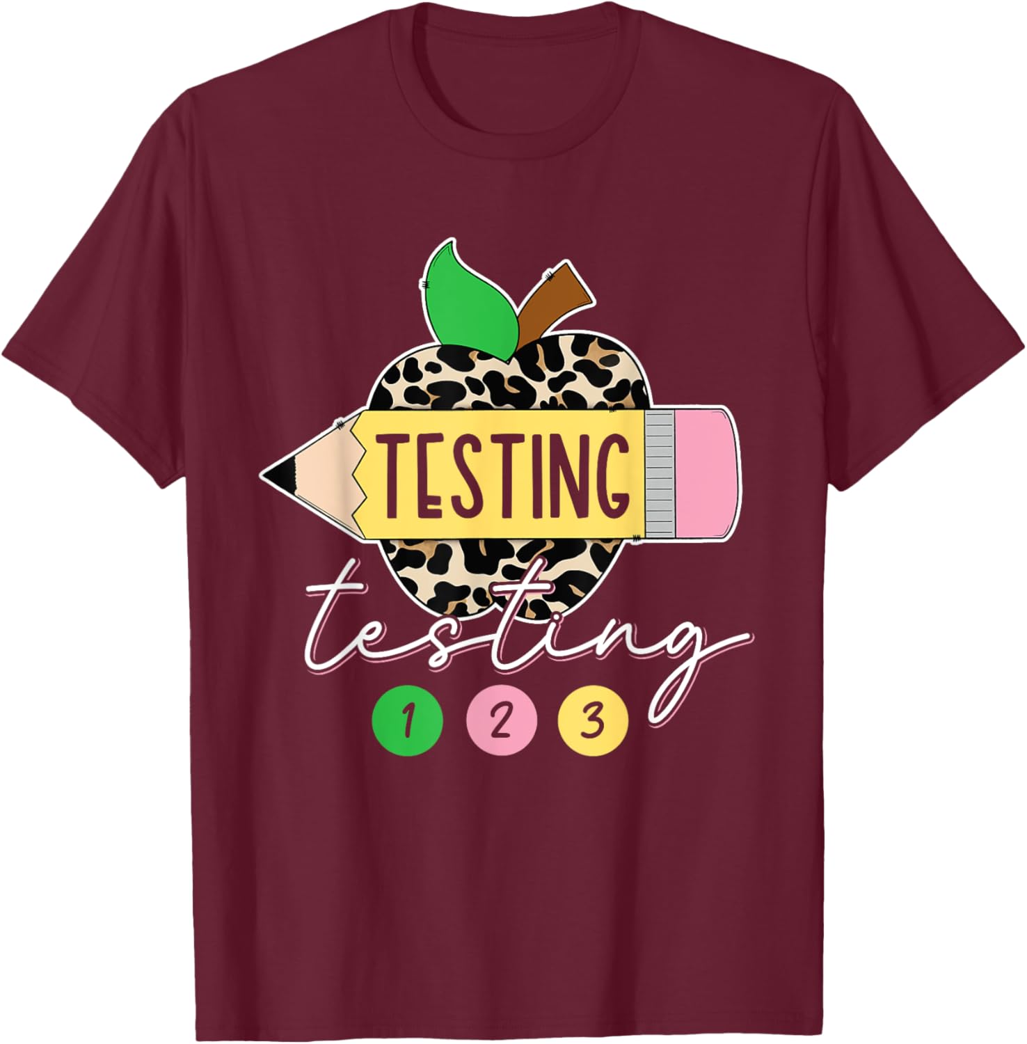 Testing Testing 123 Leopard Test Day For Teachers Students T-Shirt