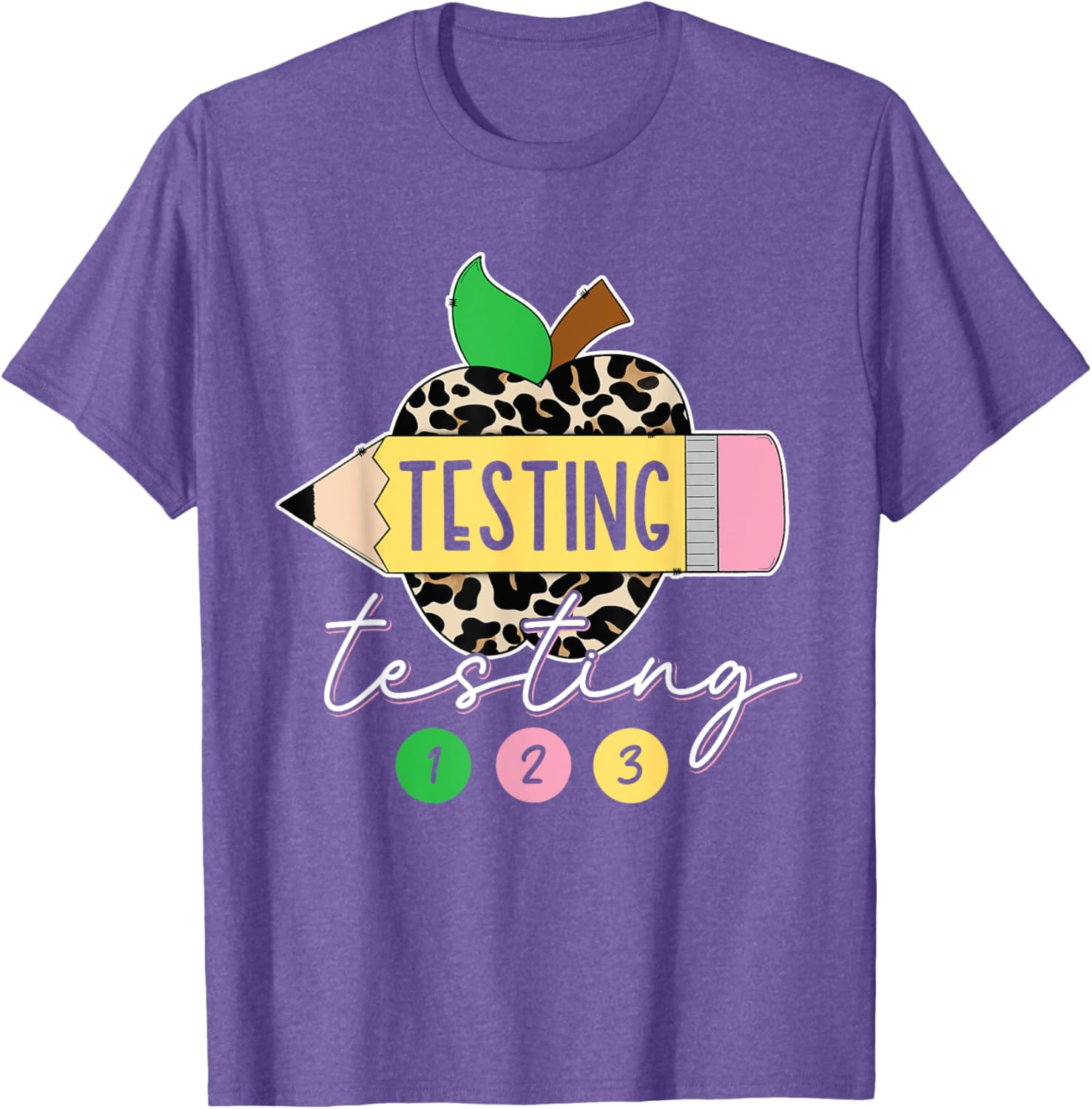 Testing Testing 123 Leopard Test Day For Teachers Students T-Shirt