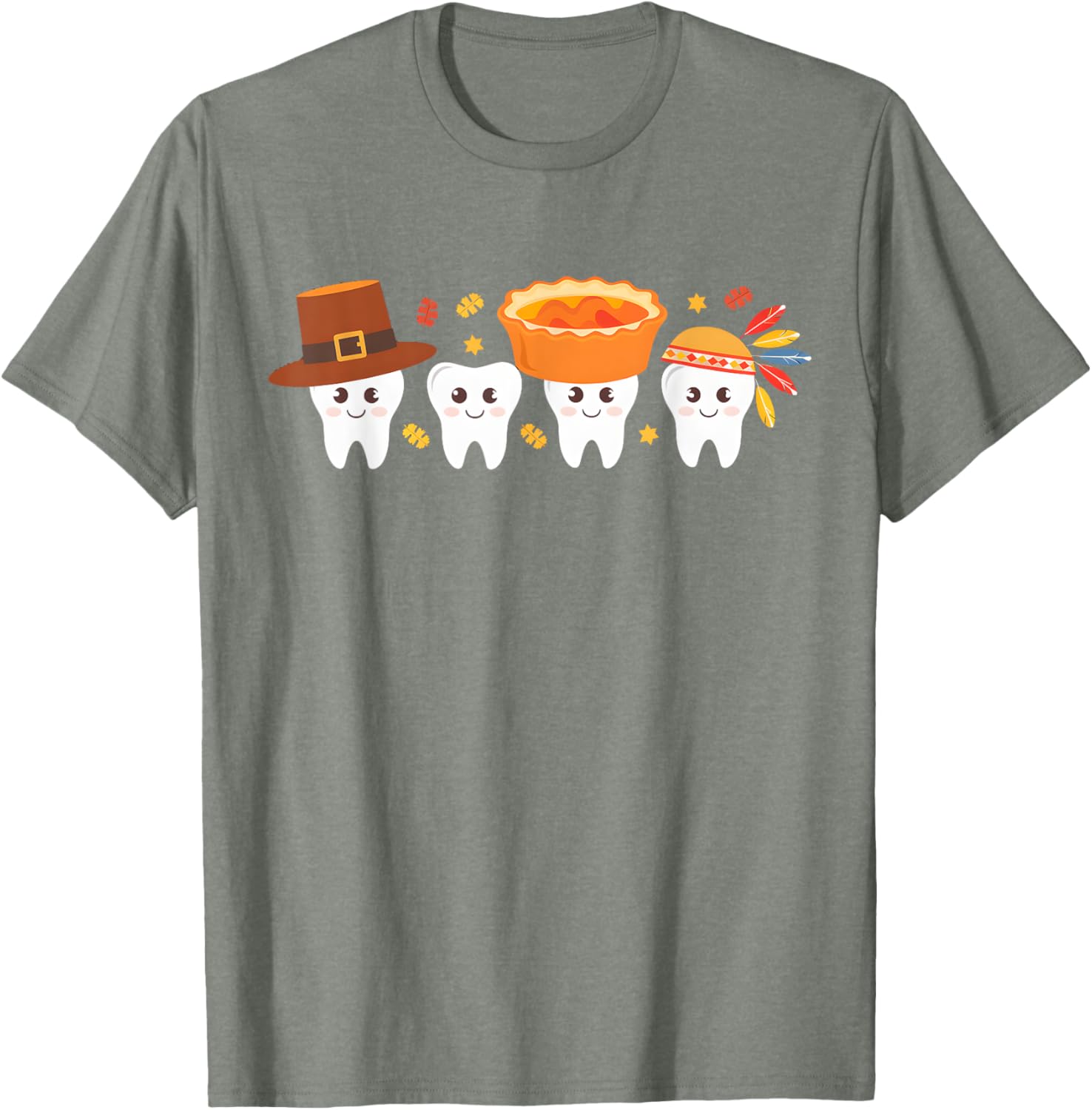 Thanksgiving Dental Tooth Characters Dentist cute turkey T-Shirt