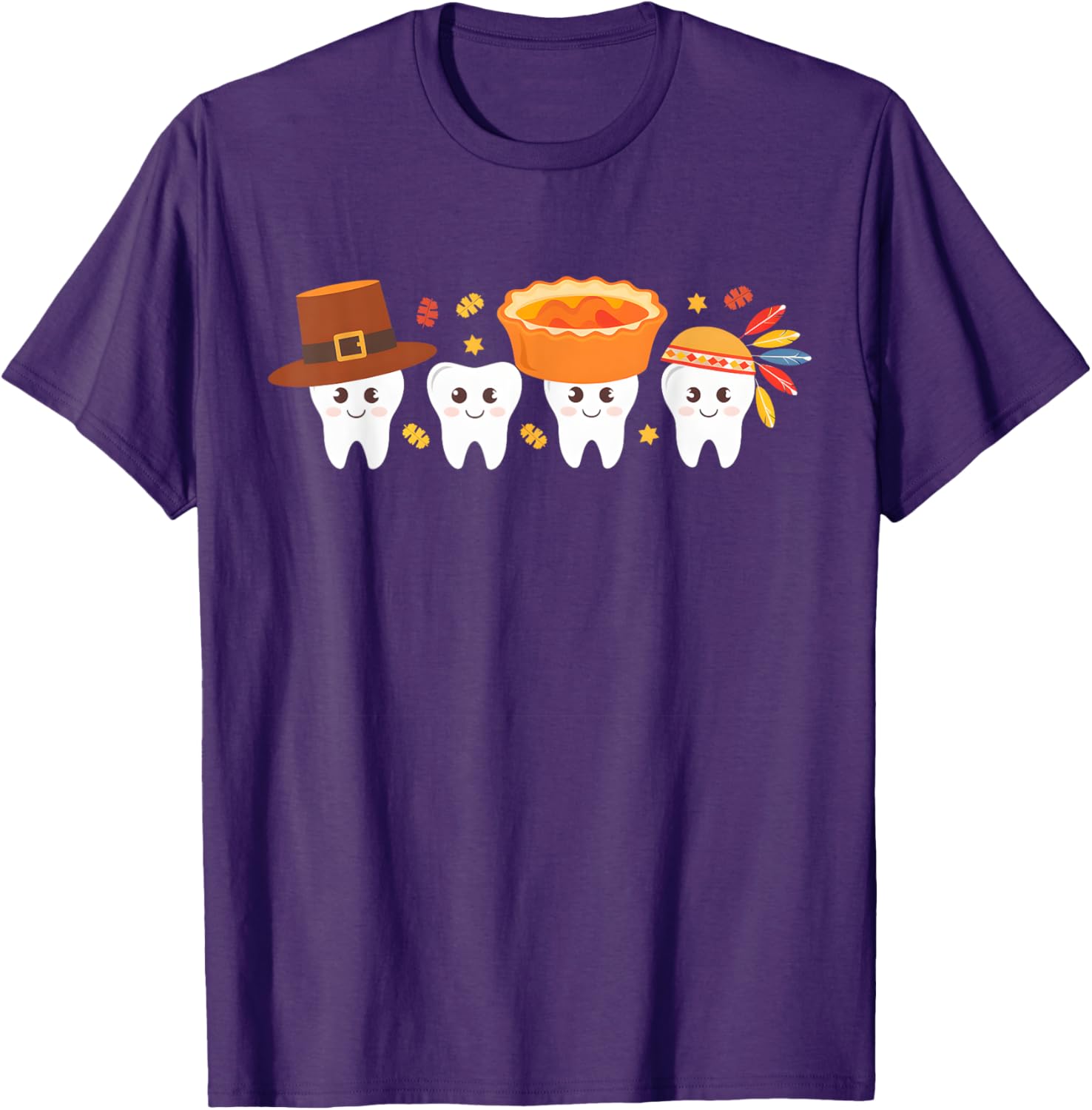 Thanksgiving Dental Tooth Characters Dentist cute turkey T-Shirt