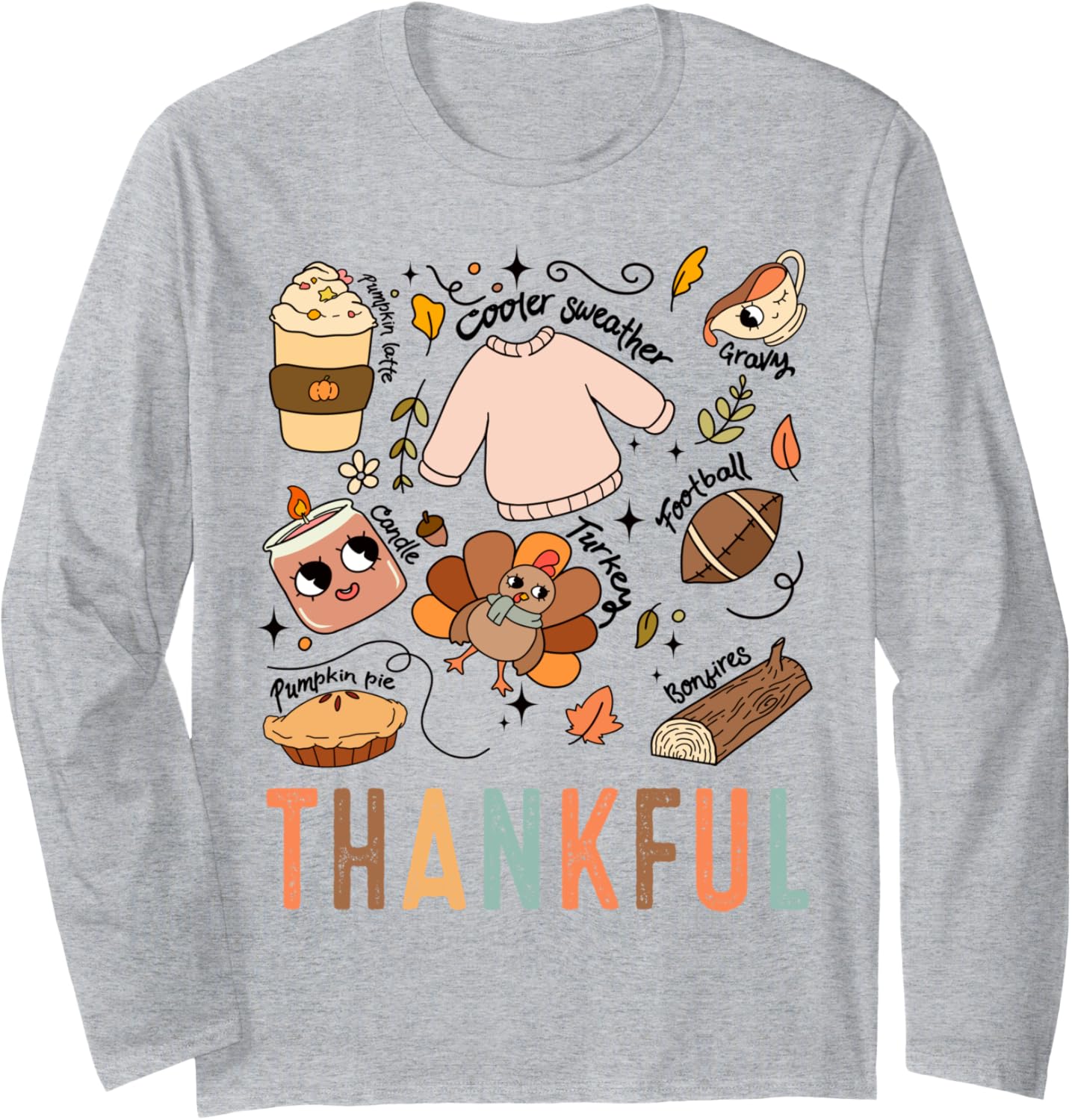 Thanksgiving Fall Pumpkin Spice Pie Football Gravy Long Sleeve T-Shirt