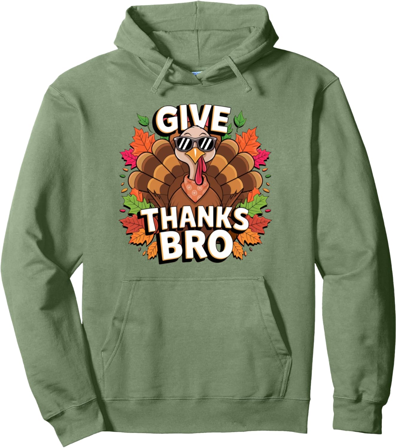 Thanksgiving Give Thanks Bro Cute Turkey Men Women Kids Pullover Hoodie