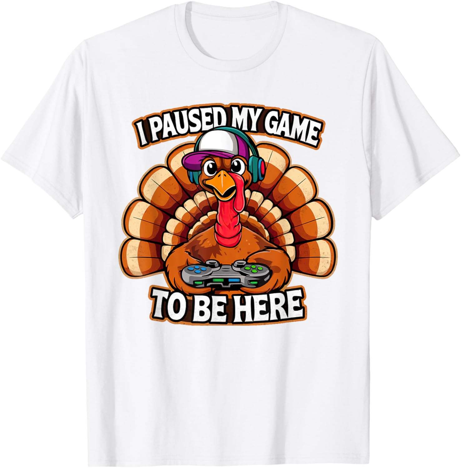 Thanksgiving Turkey For Kids Boys I Paused my Game Funny T-Shirt