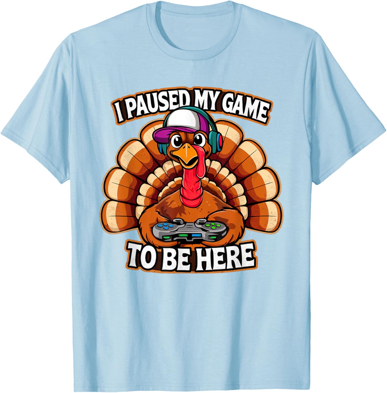 Thanksgiving Turkey For Kids Boys I Paused my Game Funny T-Shirt