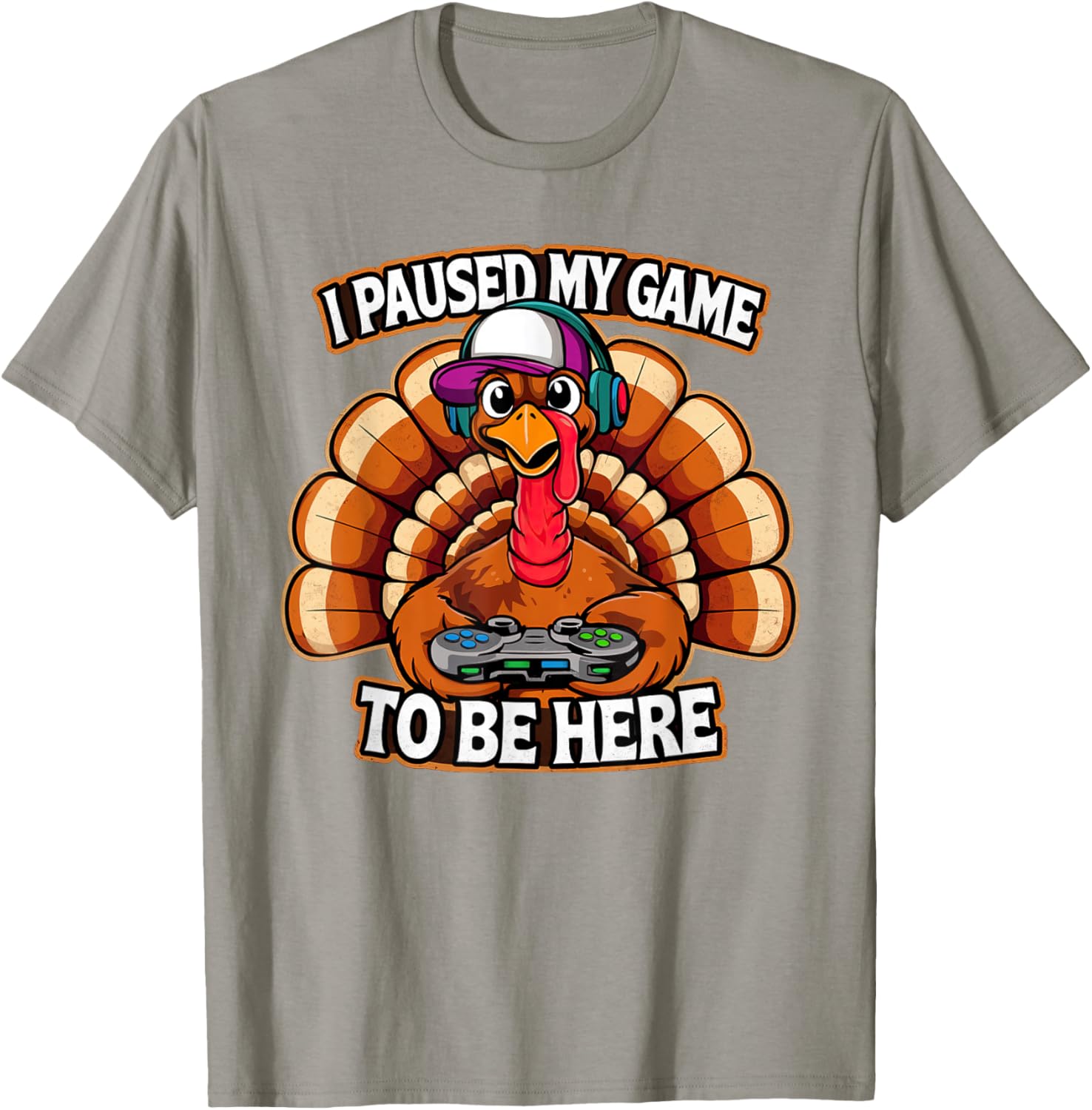 Thanksgiving Turkey For Kids Boys I Paused my Game Funny T-Shirt