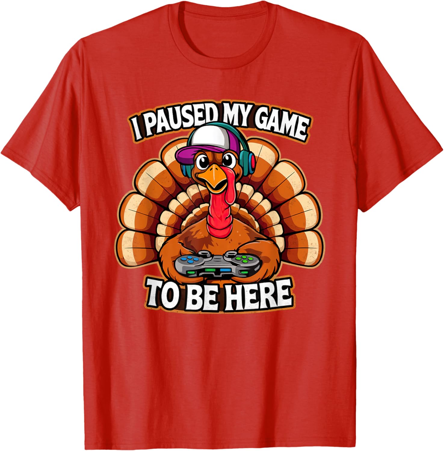 Thanksgiving Turkey For Kids Boys I Paused my Game Funny T-Shirt