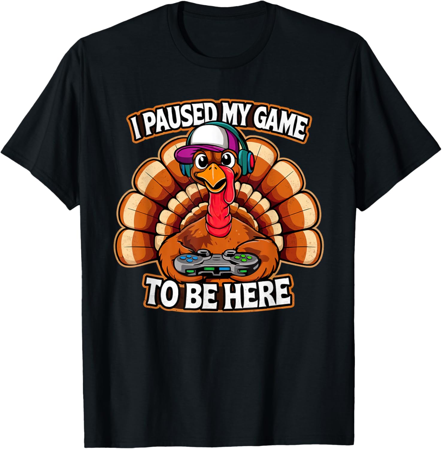 Thanksgiving Turkey For Kids Boys I Paused my Game Funny T-Shirt